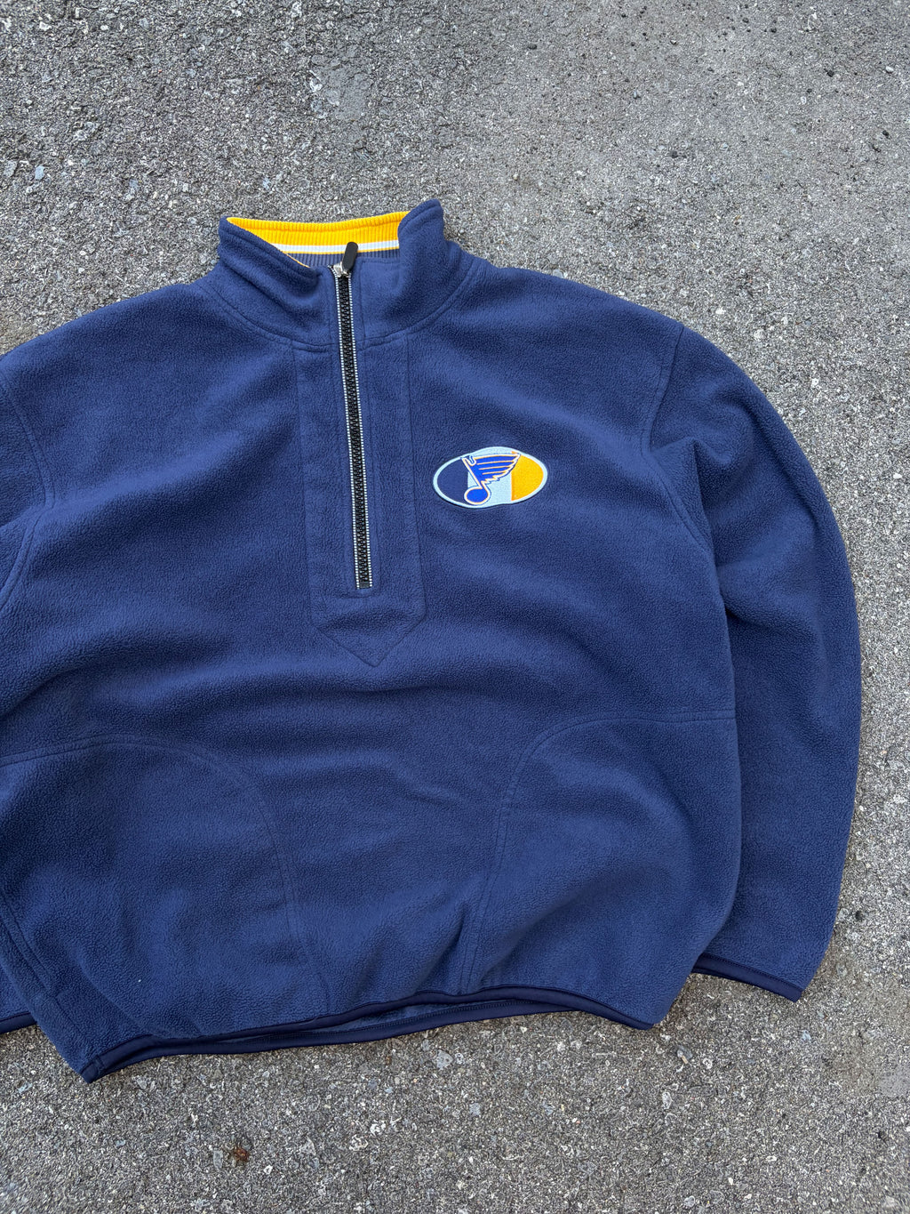 Vintage St Louis Blues NHL Embroidered 1/2 Zip Fleece Sweatshirt Size Large