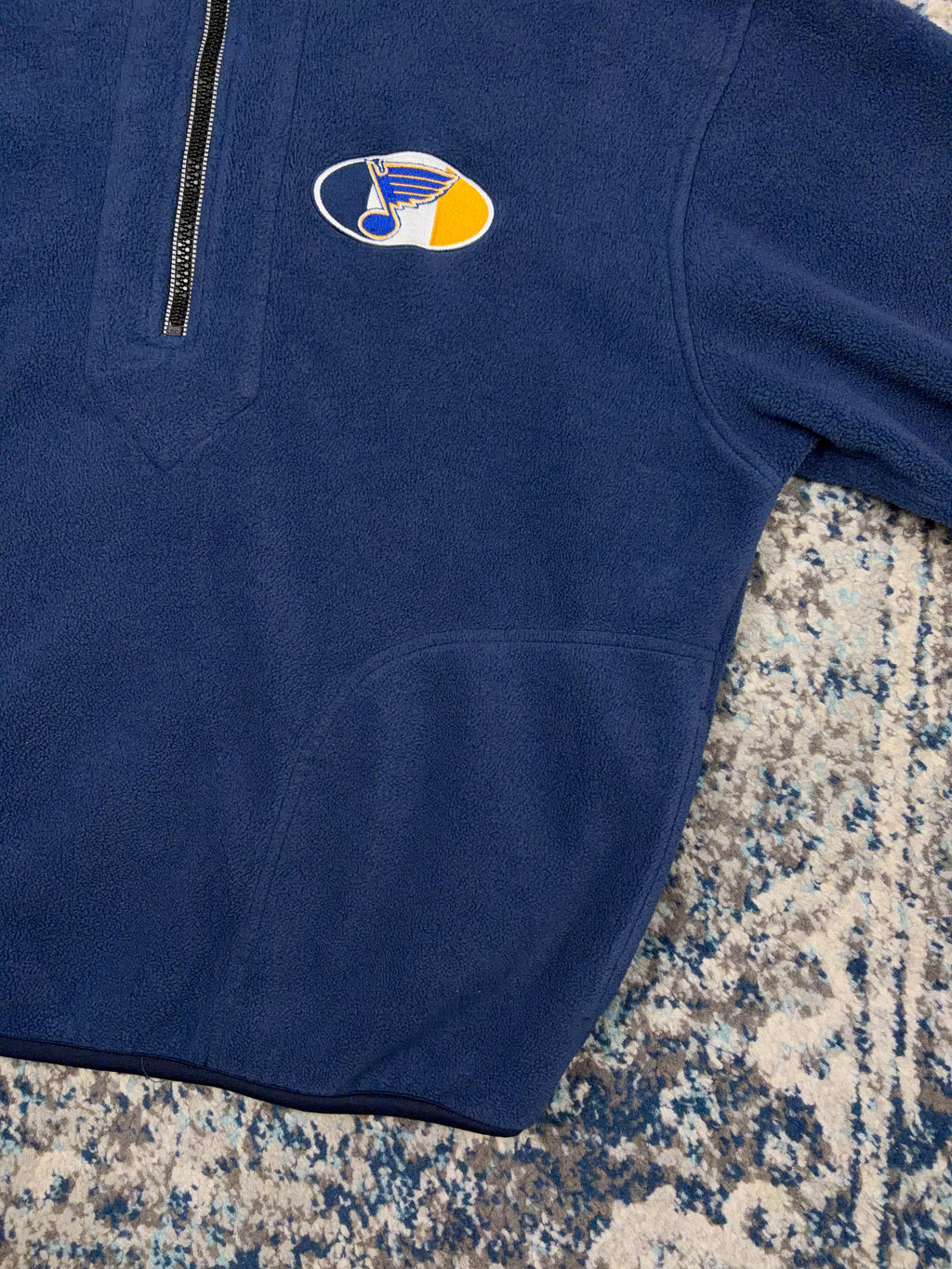 Vintage St Louis Blues NHL Embroidered 1/2 Zip Fleece Sweatshirt Size Large