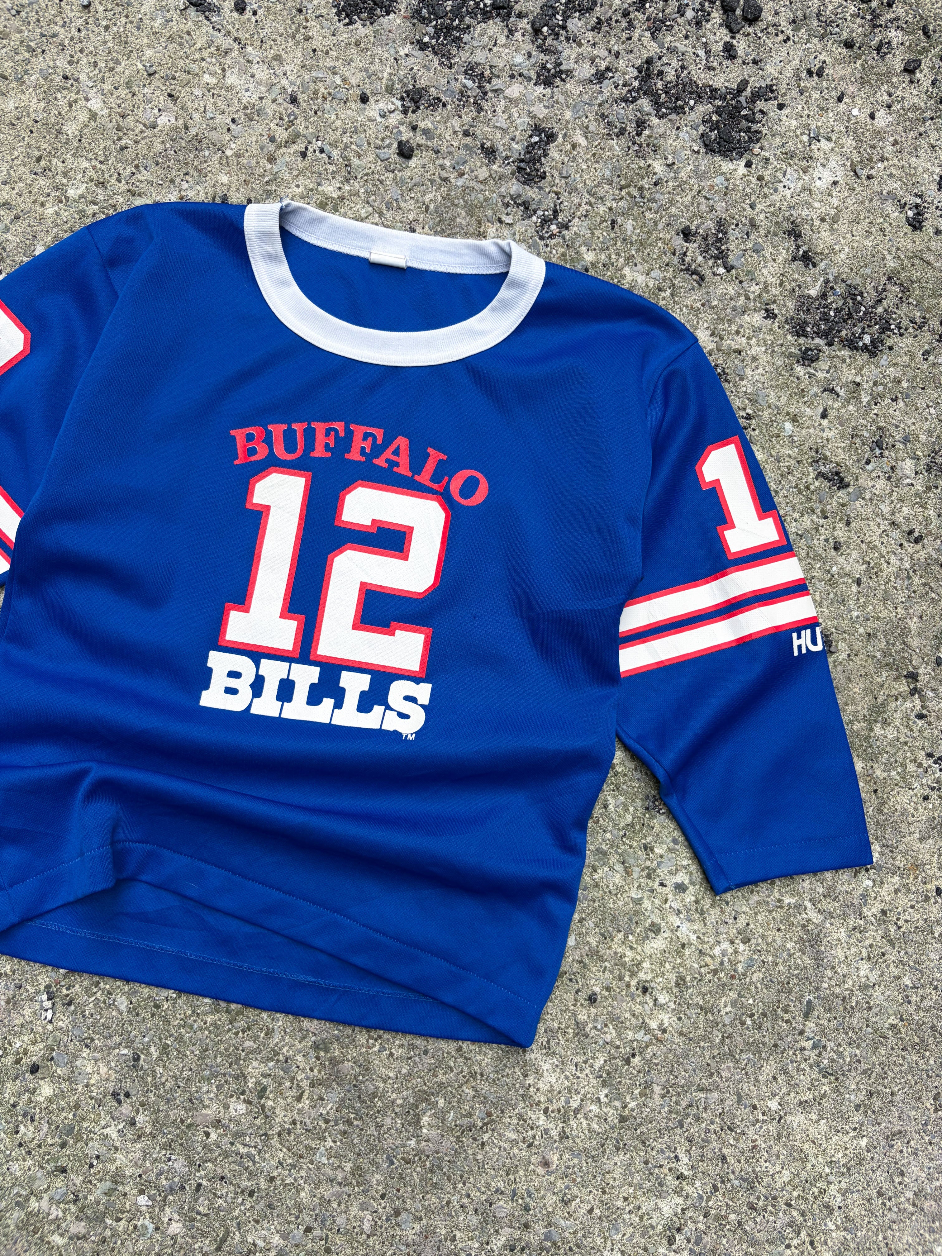 Vintage 80s/90s Jim Kelly #12 Buffalo Bills NFL Football Jersey Size YOUTH Medium