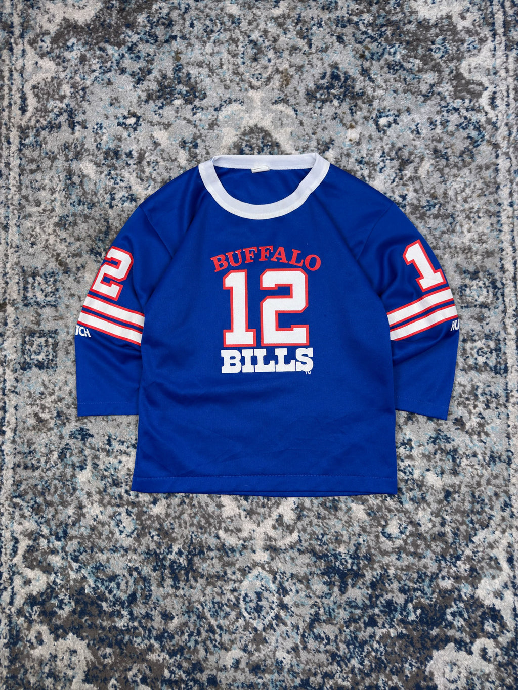 Vintage 80s/90s Jim Kelly #12 Buffalo Bills NFL Football Jersey Size YOUTH Medium