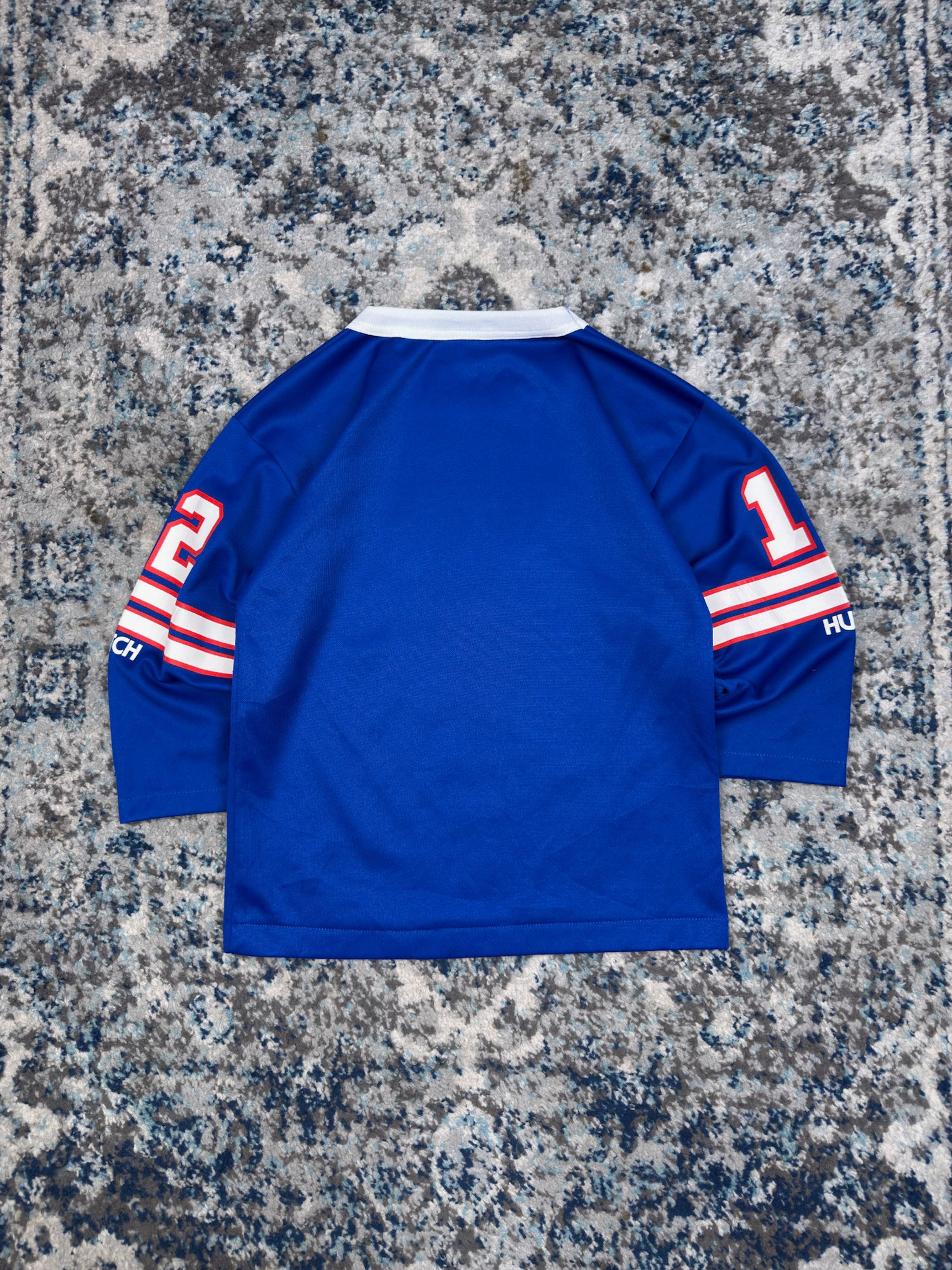 Vintage 80s/90s Jim Kelly #12 Buffalo Bills NFL Football Jersey Size YOUTH Medium