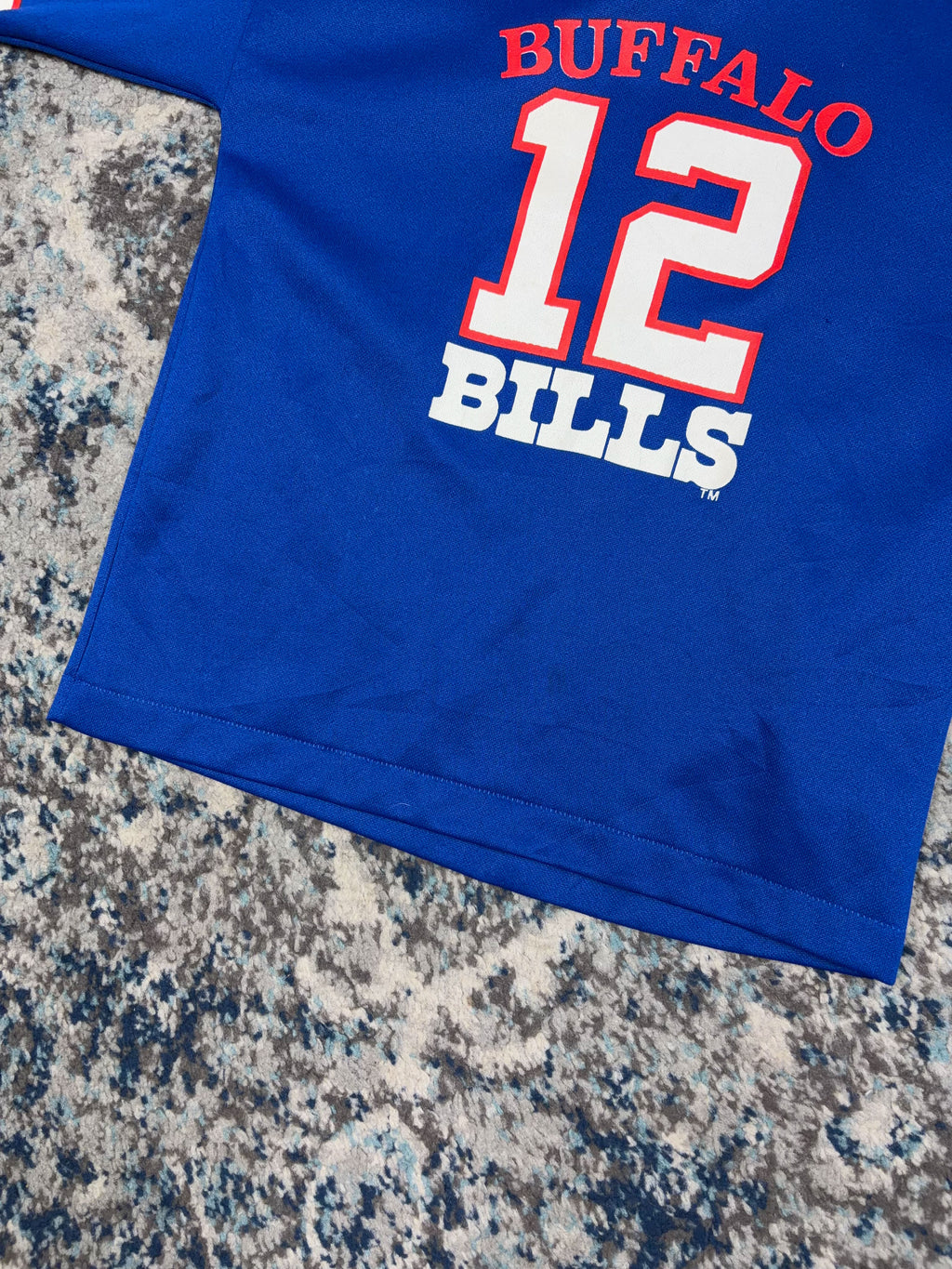 Vintage 80s/90s Jim Kelly #12 Buffalo Bills NFL Football Jersey Size YOUTH Medium