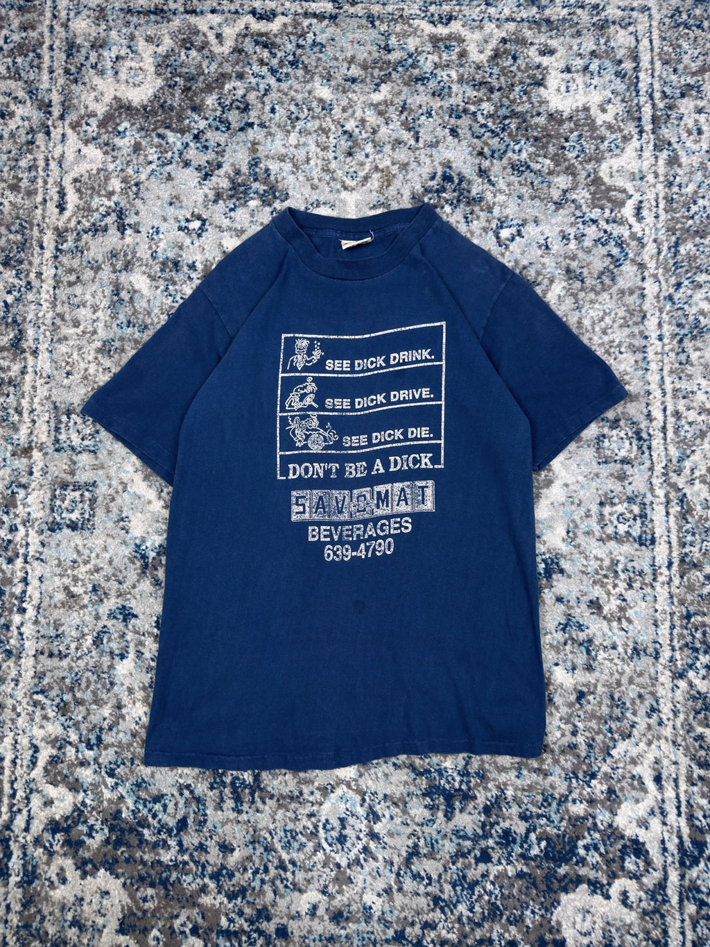 Vintage 90s Dont Be a Dick Drive Sober Graphic Slogan T-Shirt Size Medium
