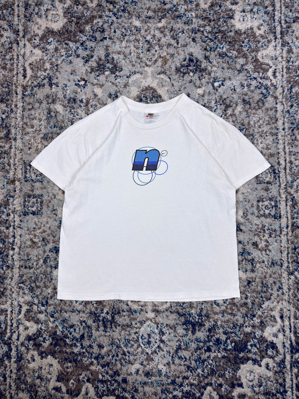 Vintage Y2K Nike N Bubble Logo Graphic T-Shirt Size YOUTH cLarge