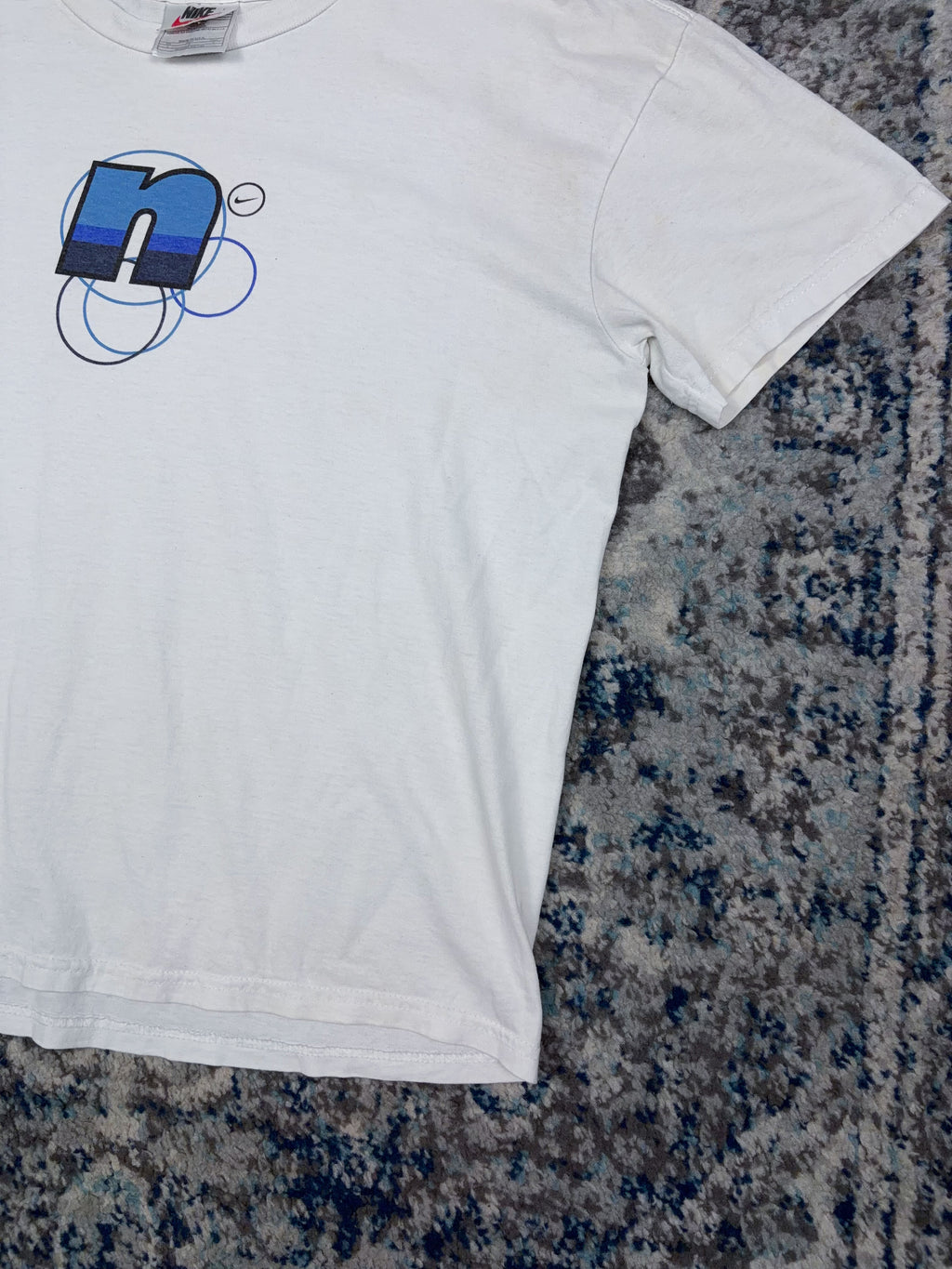Vintage Y2K Nike N Bubble Logo Graphic T-Shirt Size YOUTH cLarge