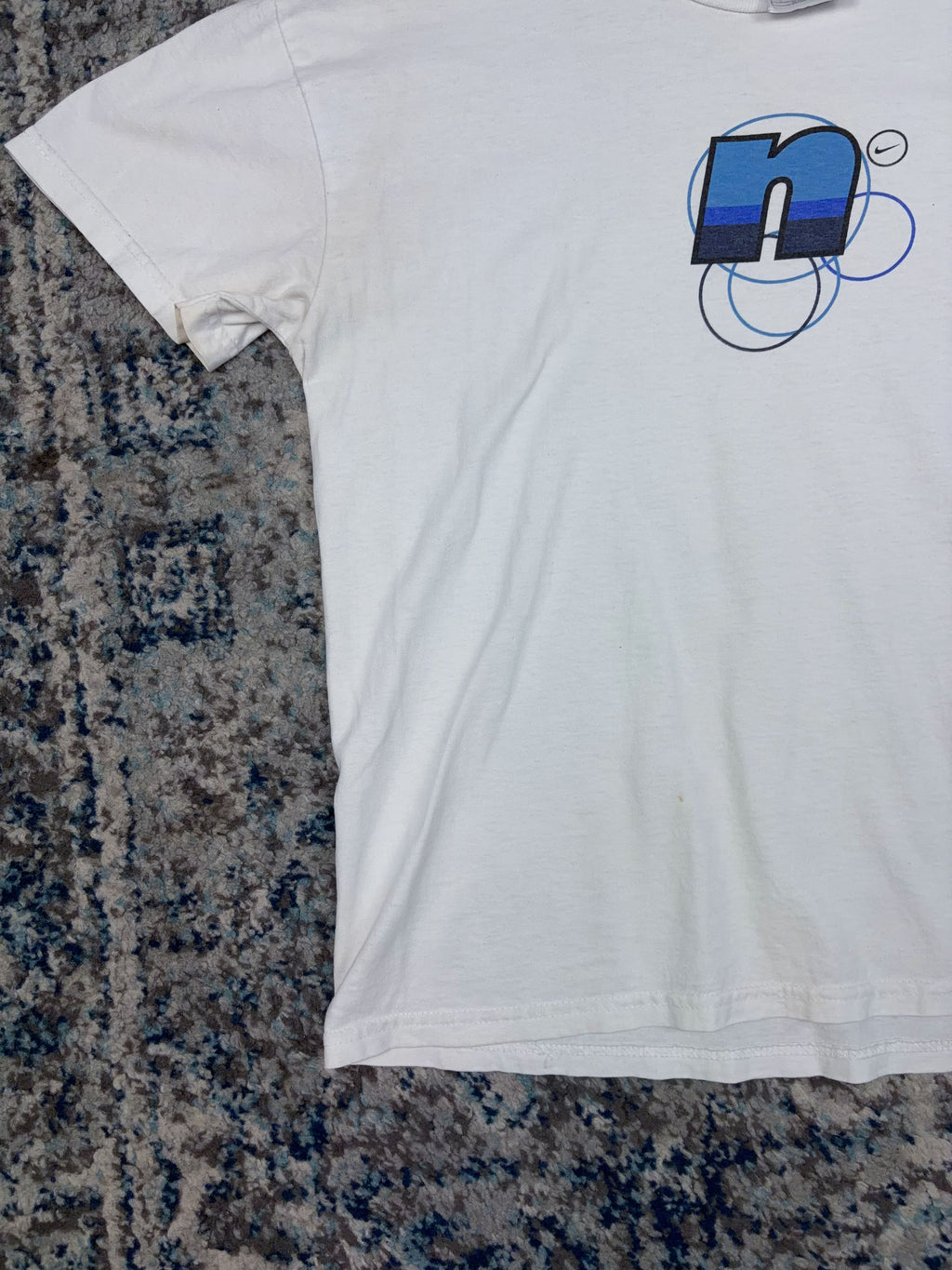 Vintage Y2K Nike N Bubble Logo Graphic T-Shirt Size YOUTH cLarge