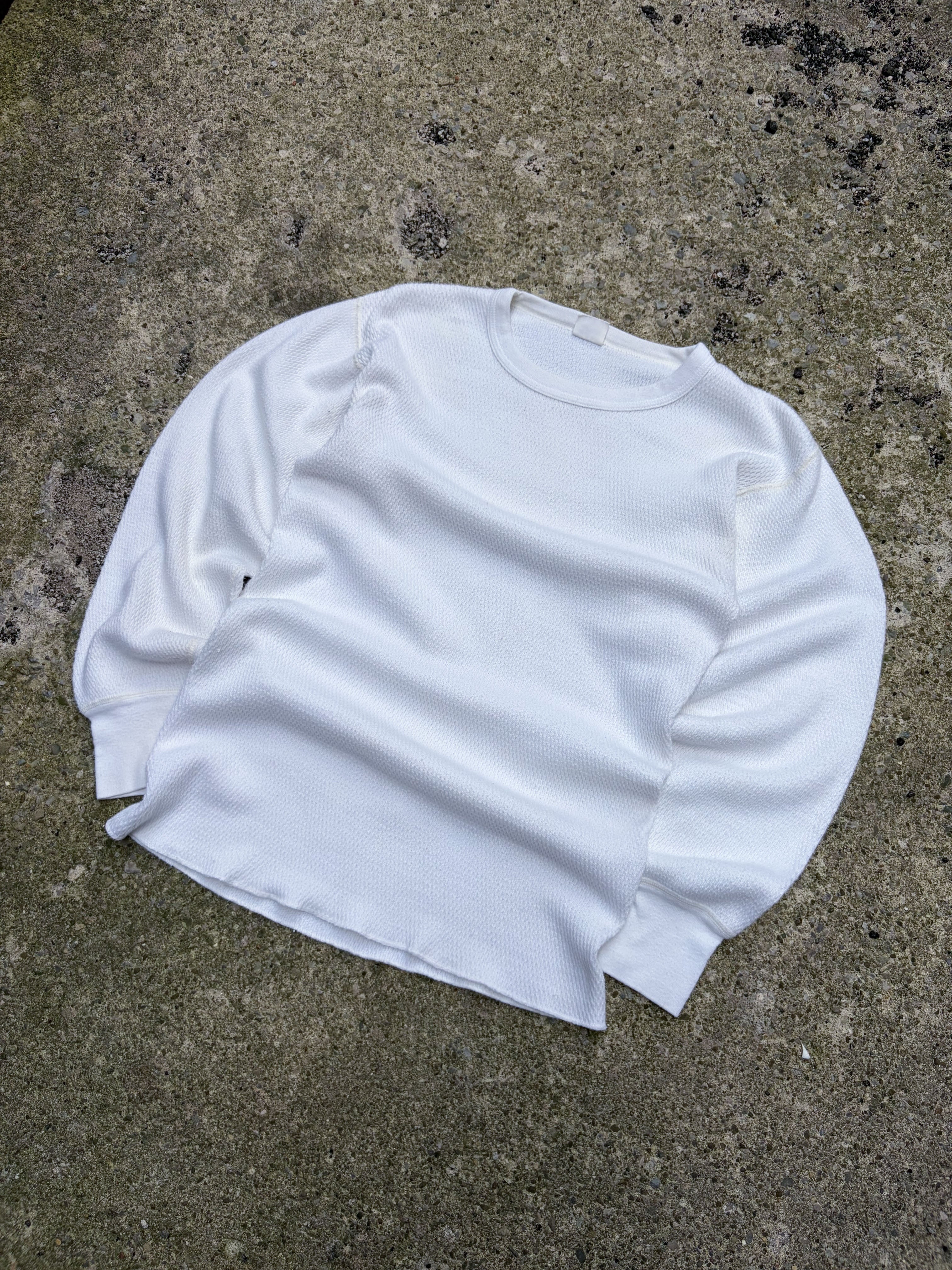 Vintage 80s/90s Heat-Lok White Long Sleeve Thermal T-Shirt Size Large
