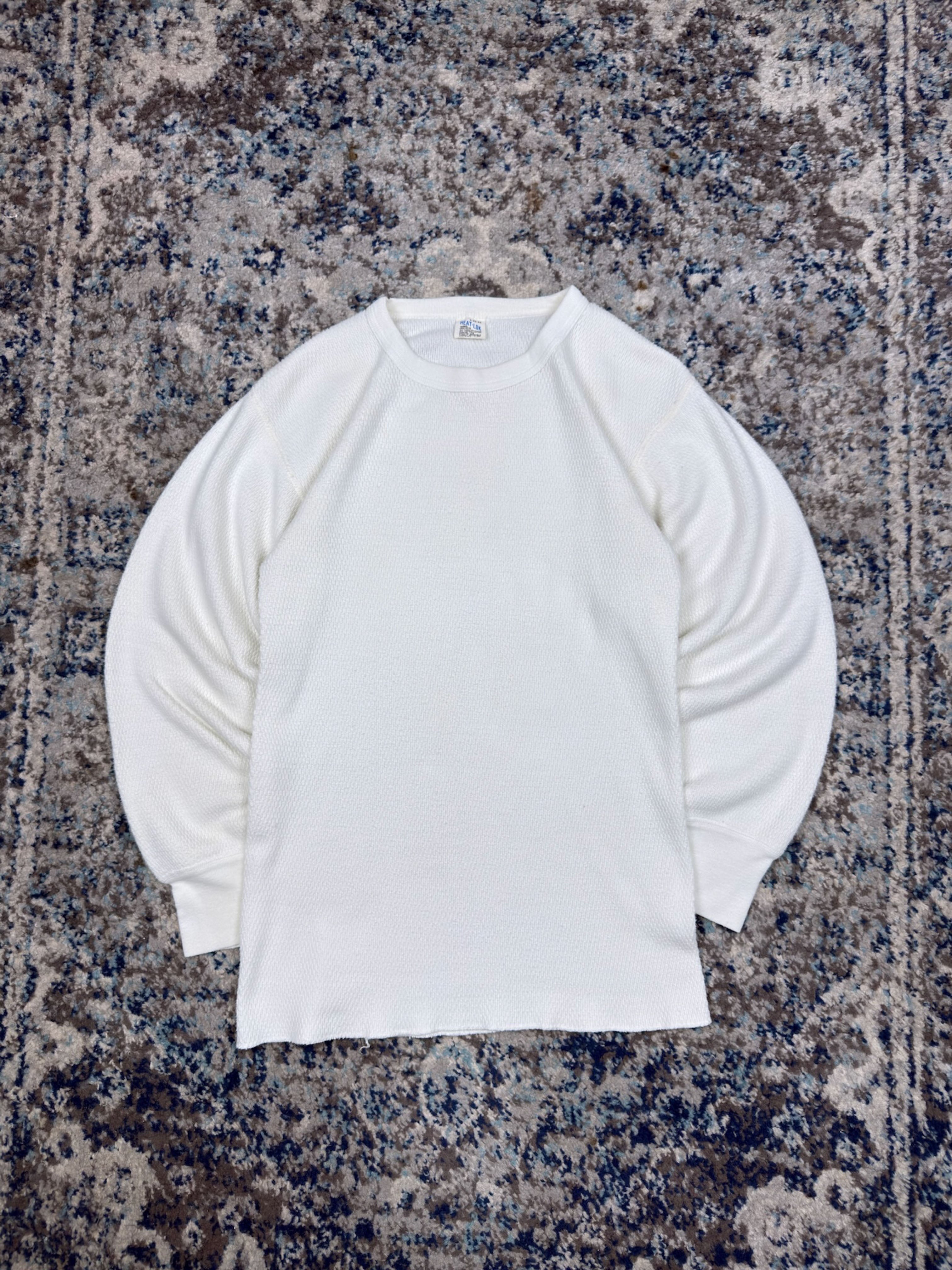 Vintage 80s/90s Heat-Lok White Long Sleeve Thermal T-Shirt Size Large