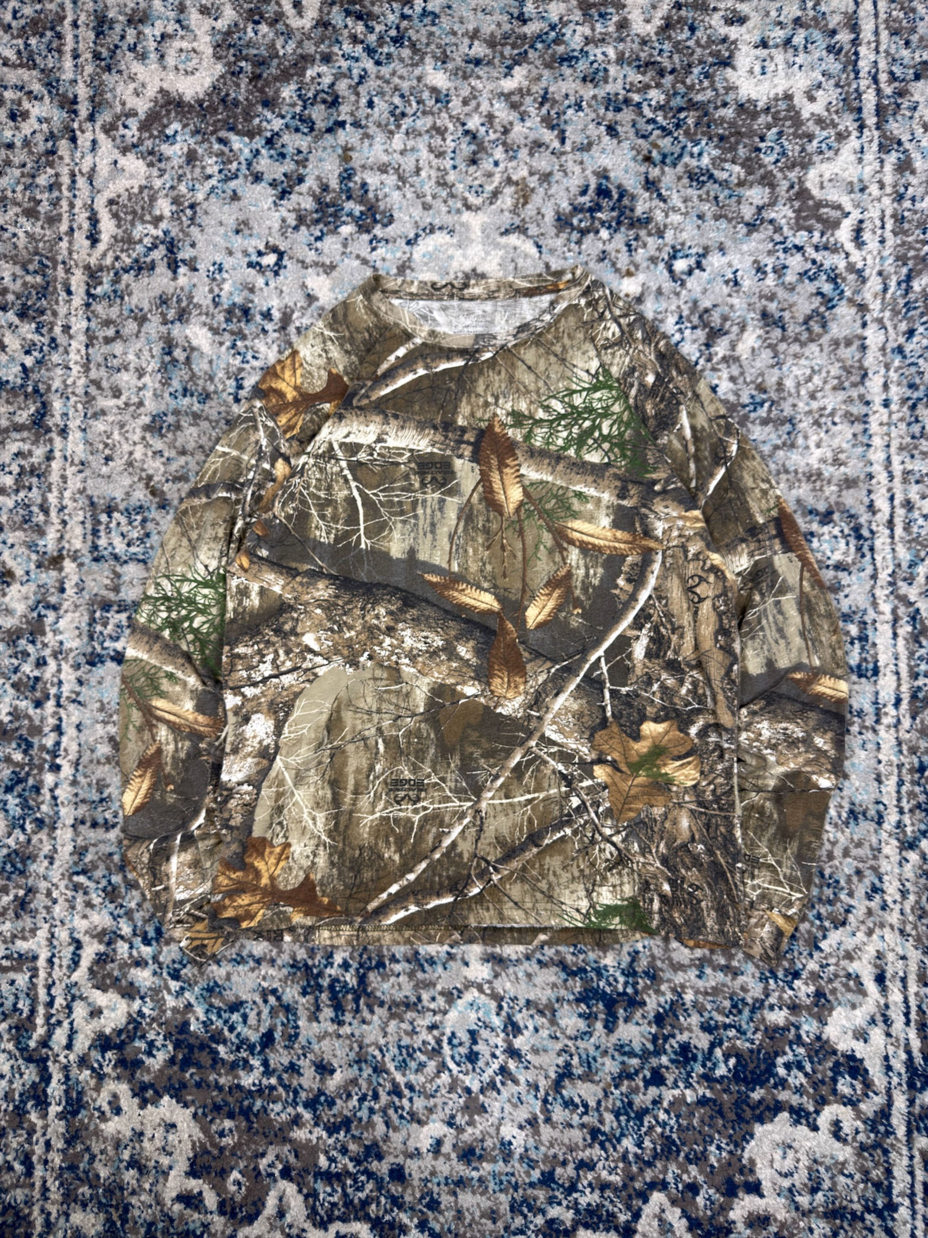 Vintage Realtree Edge Timber Camo Hunting Long Sleeve T-Shirt Size XL