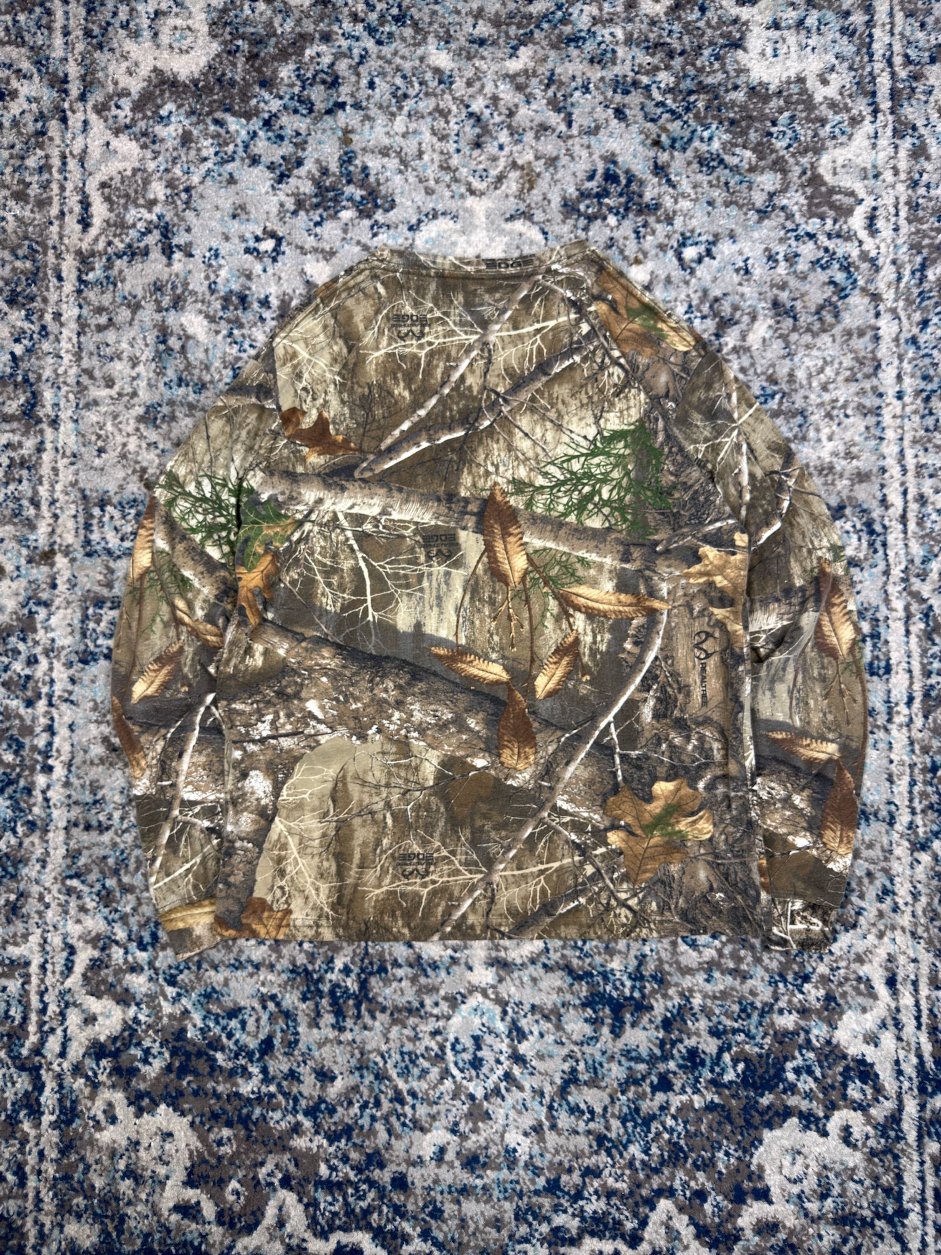Vintage Realtree Edge Timber Camo Hunting Long Sleeve T-Shirt Size XL