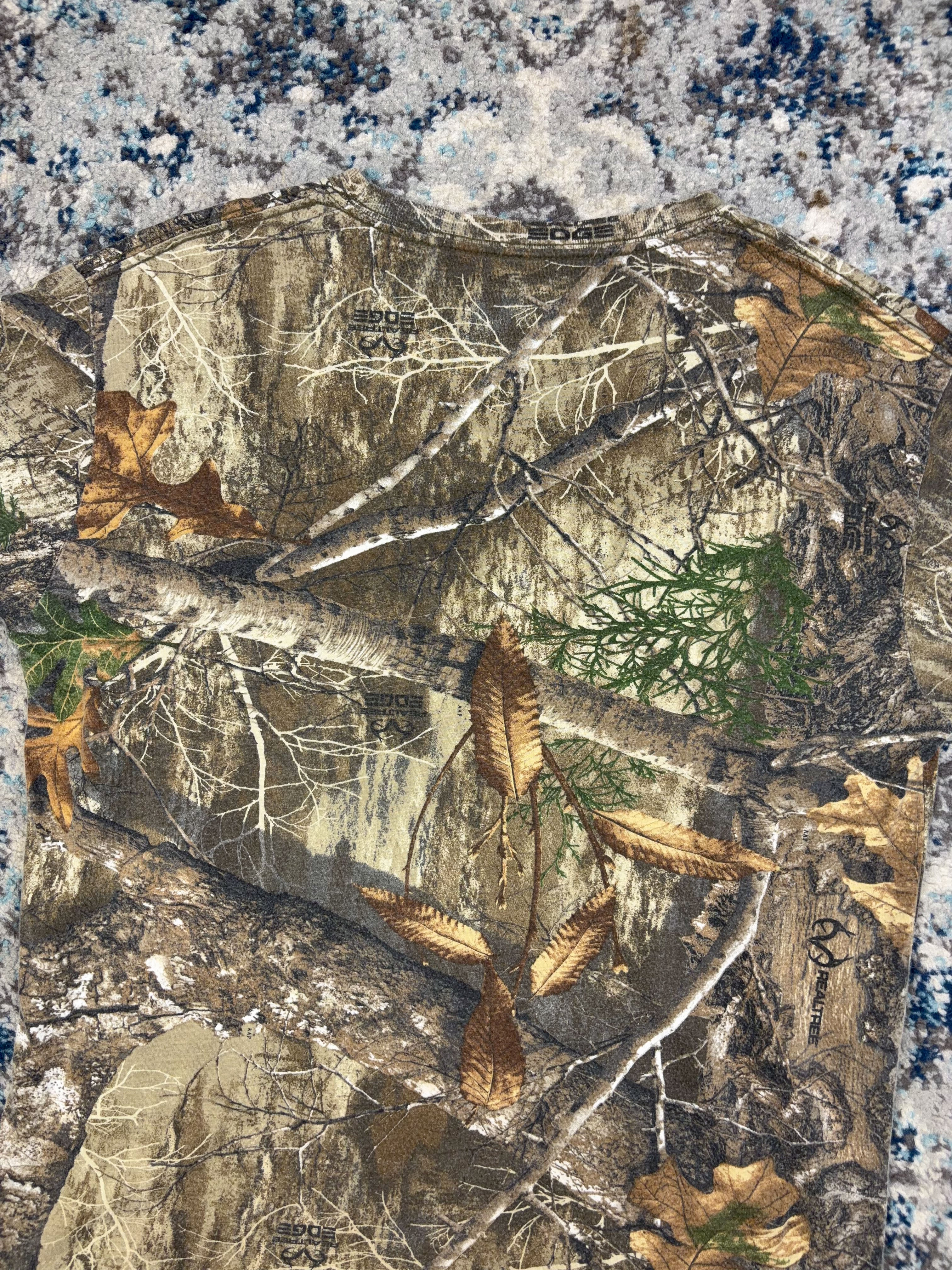 Vintage Realtree Edge Timber Camo Hunting Long Sleeve T-Shirt Size XL