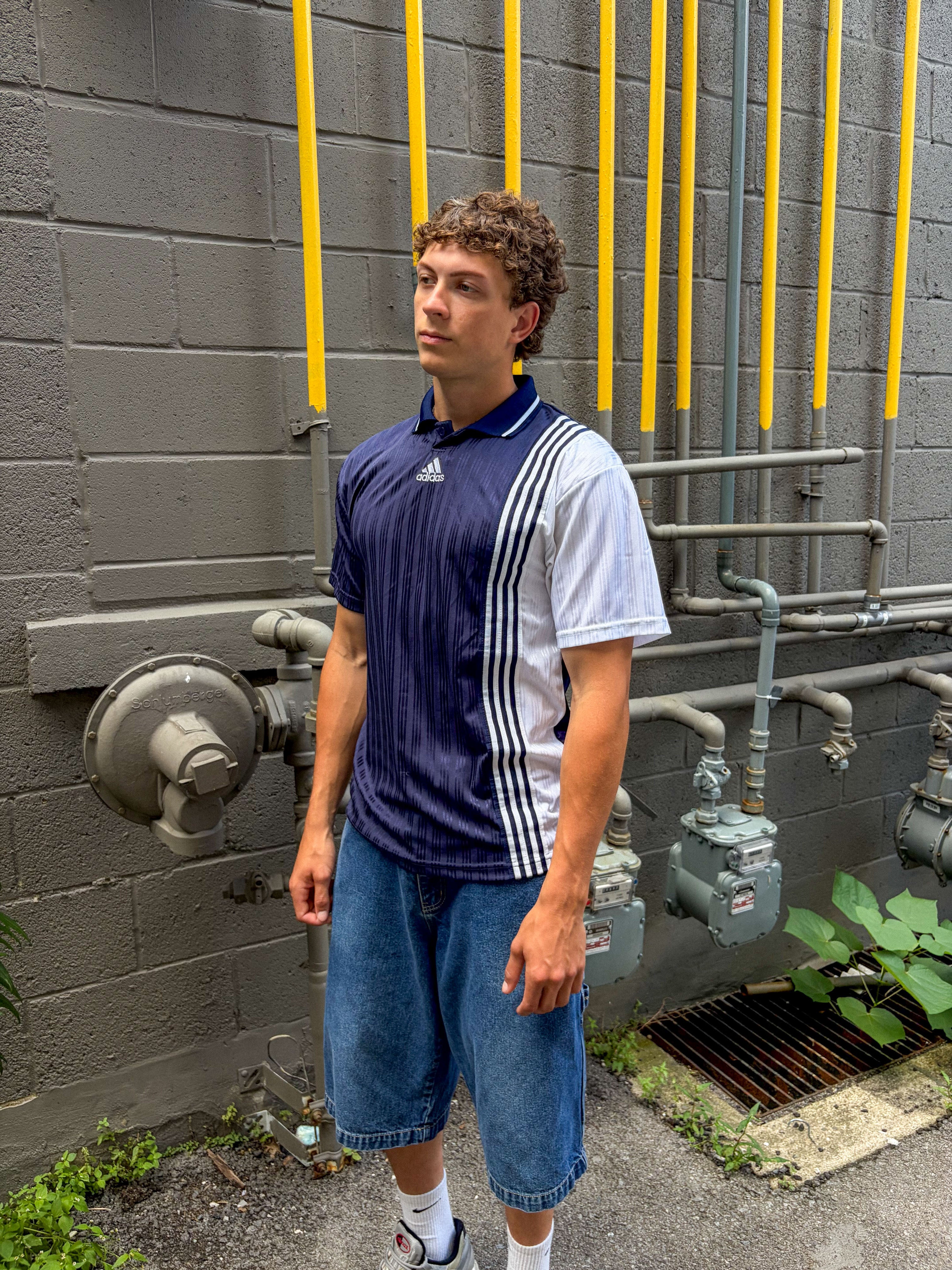 Vintage Adidas Embroidered Middle Logo Collared Soccer Jersey Size Medium