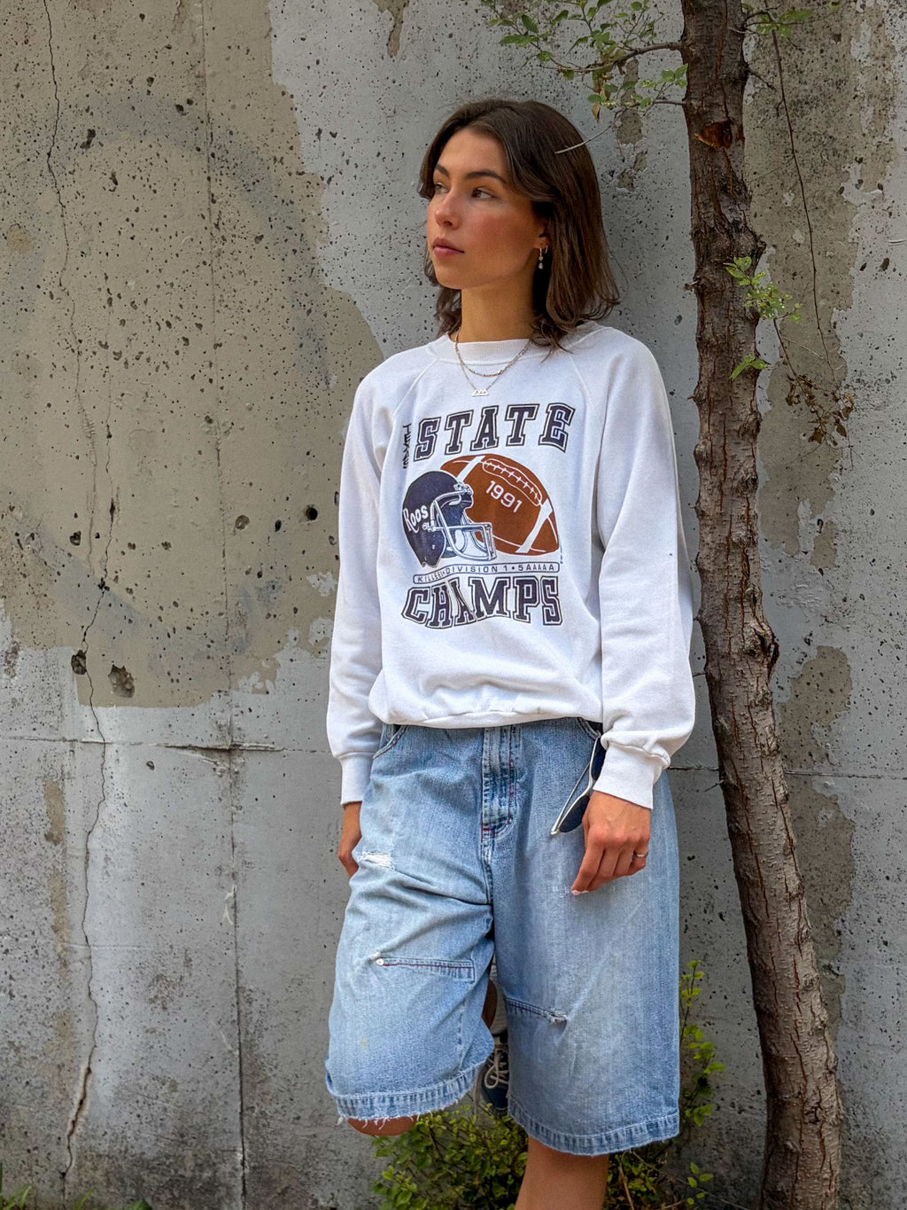 Vintage 1991 Texas State NCAA Champs Helmet Graphic Sweatshirt Size Large