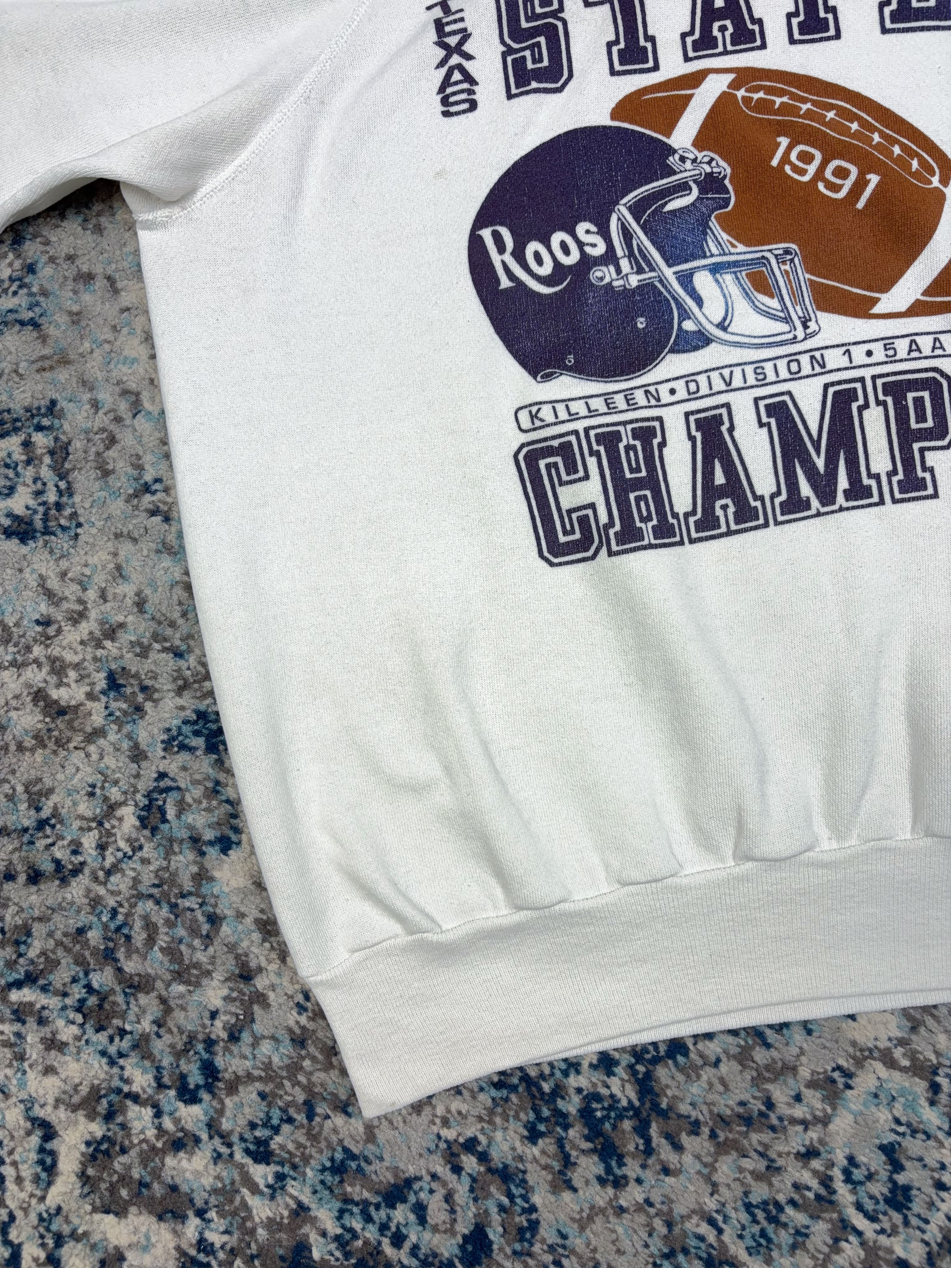 Vintage 1991 Texas State NCAA Champs Helmet Graphic Sweatshirt Size Large
