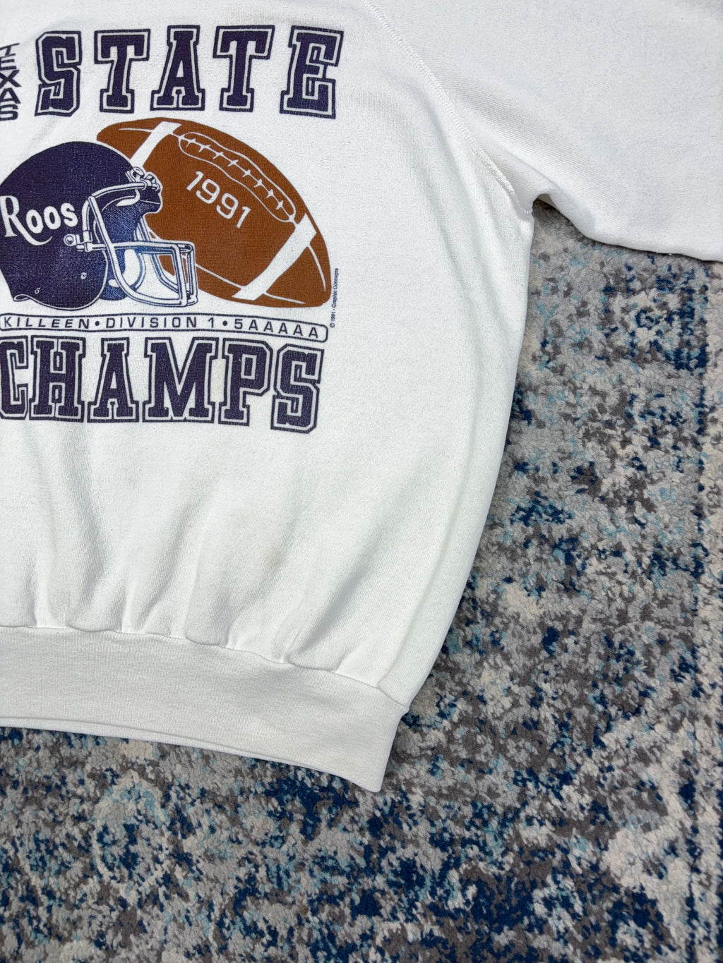 Vintage 1991 Texas State NCAA Champs Helmet Graphic Sweatshirt Size Large