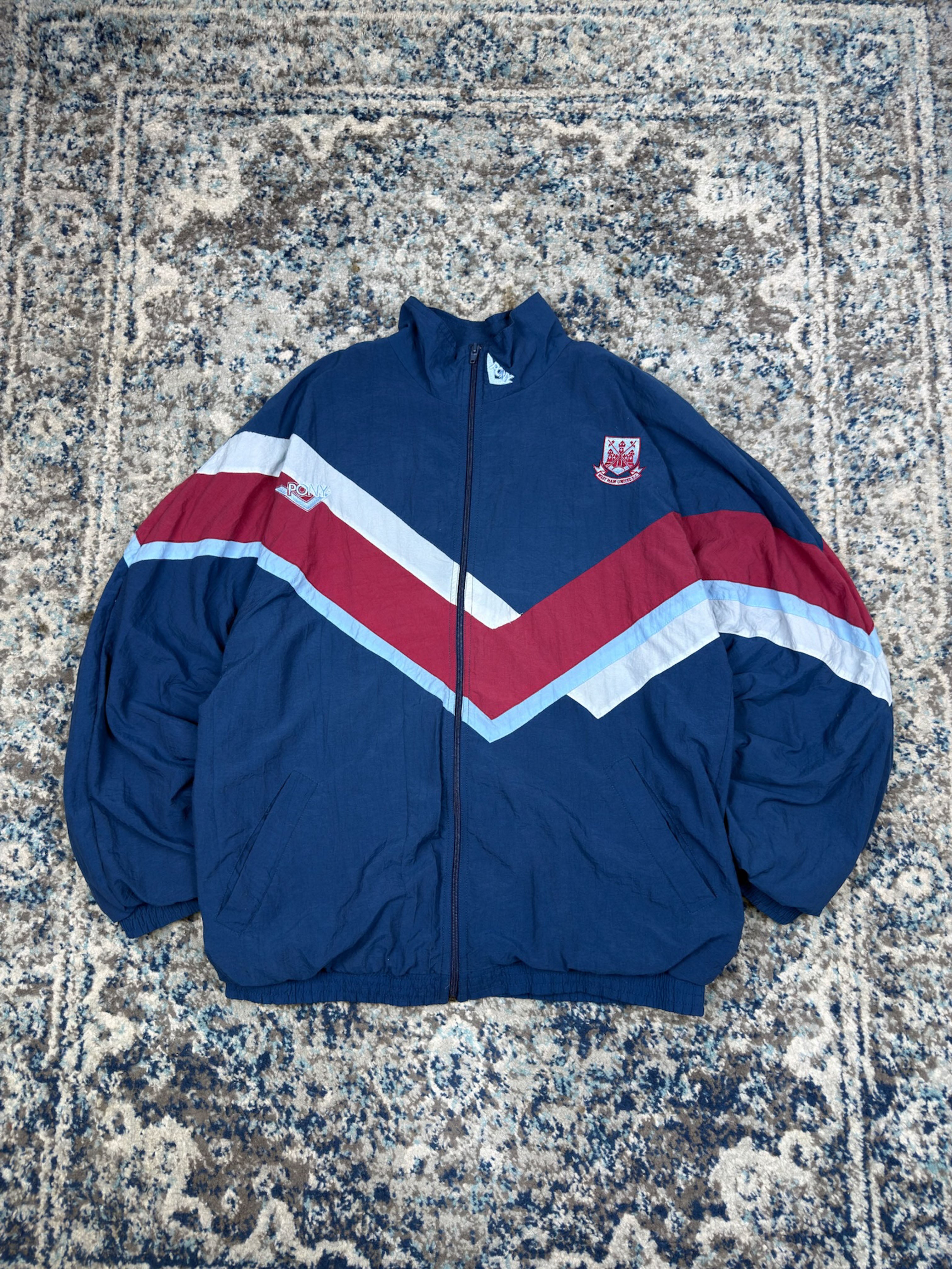 Vintage 80s/90s Pony Westham United FC Crest Windbreaker Jacket Size Large