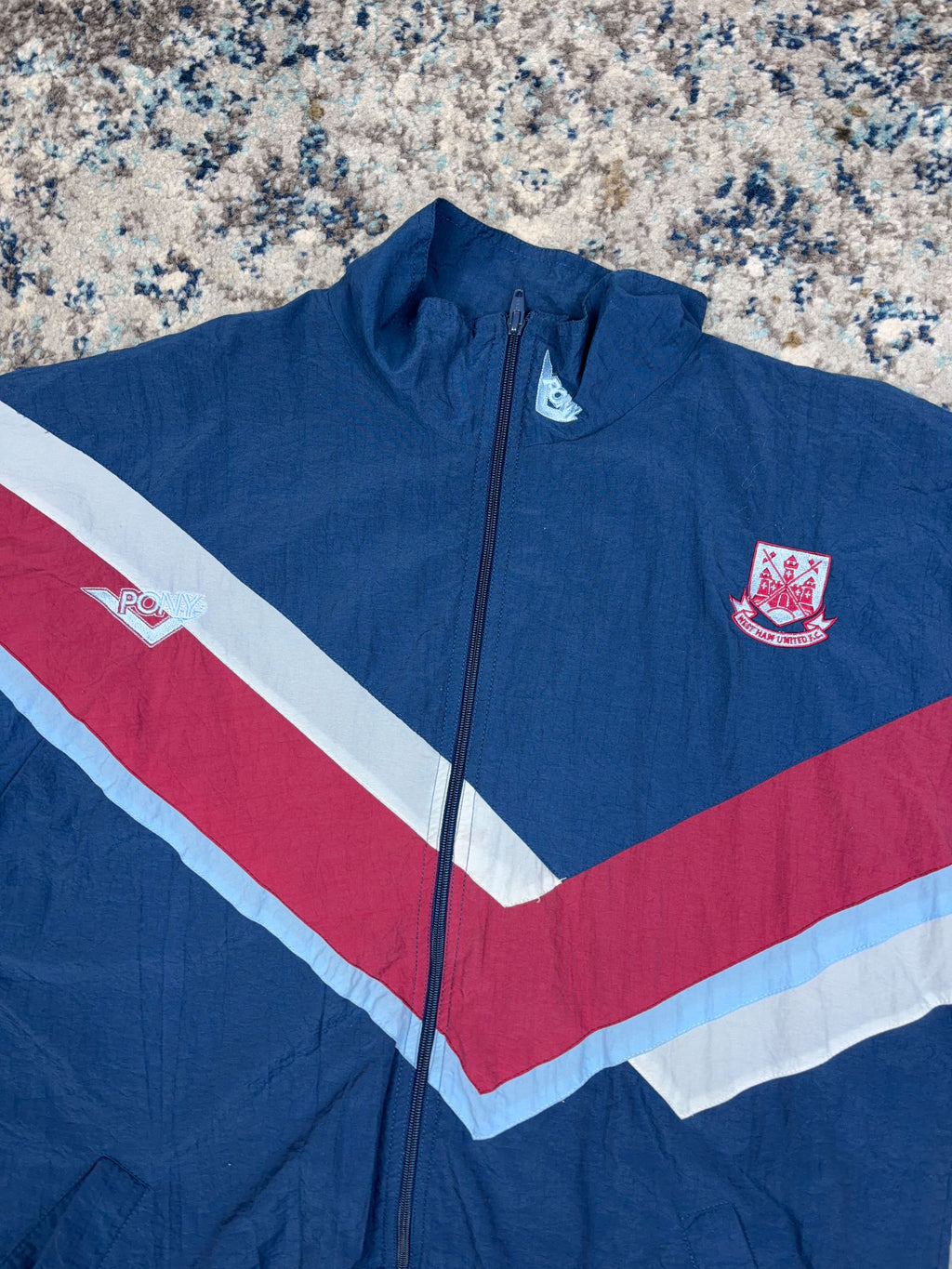 Vintage 80s/90s Pony Westham United FC Crest Windbreaker Jacket Size Large