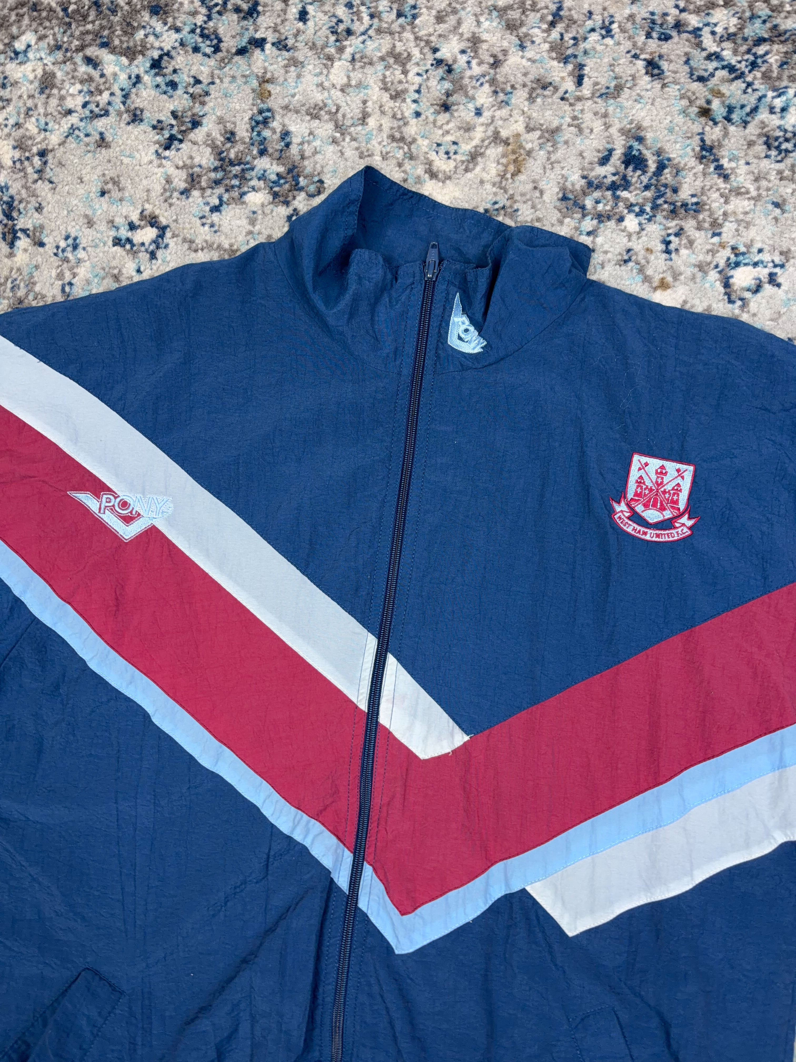 Vintage 80s/90s Pony Westham United FC Crest Windbreaker Jacket Size Large