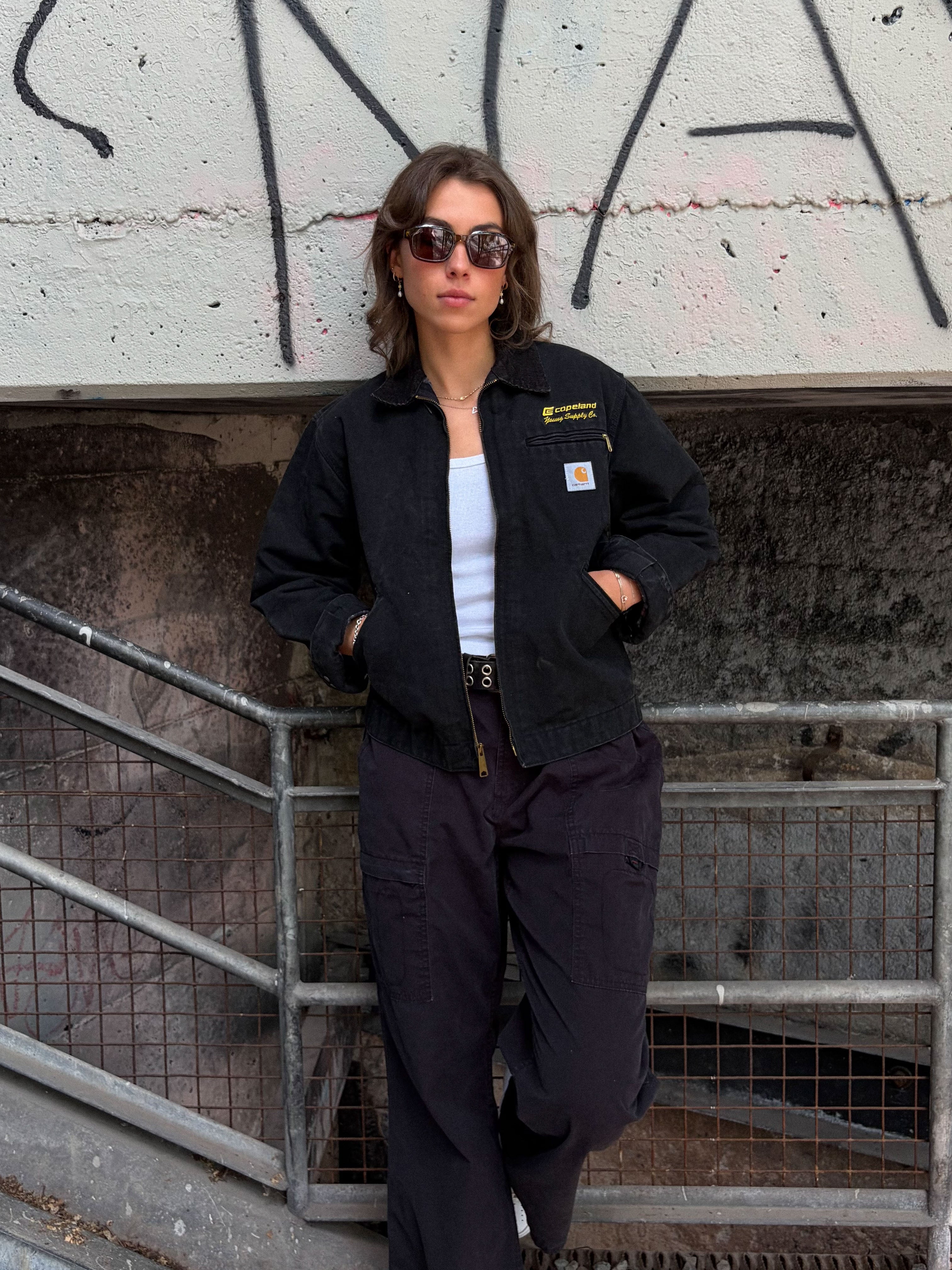 Vintage 90s Carhartt Blanket Lined Detroit Workwear Jacket J01 BLK Size Small