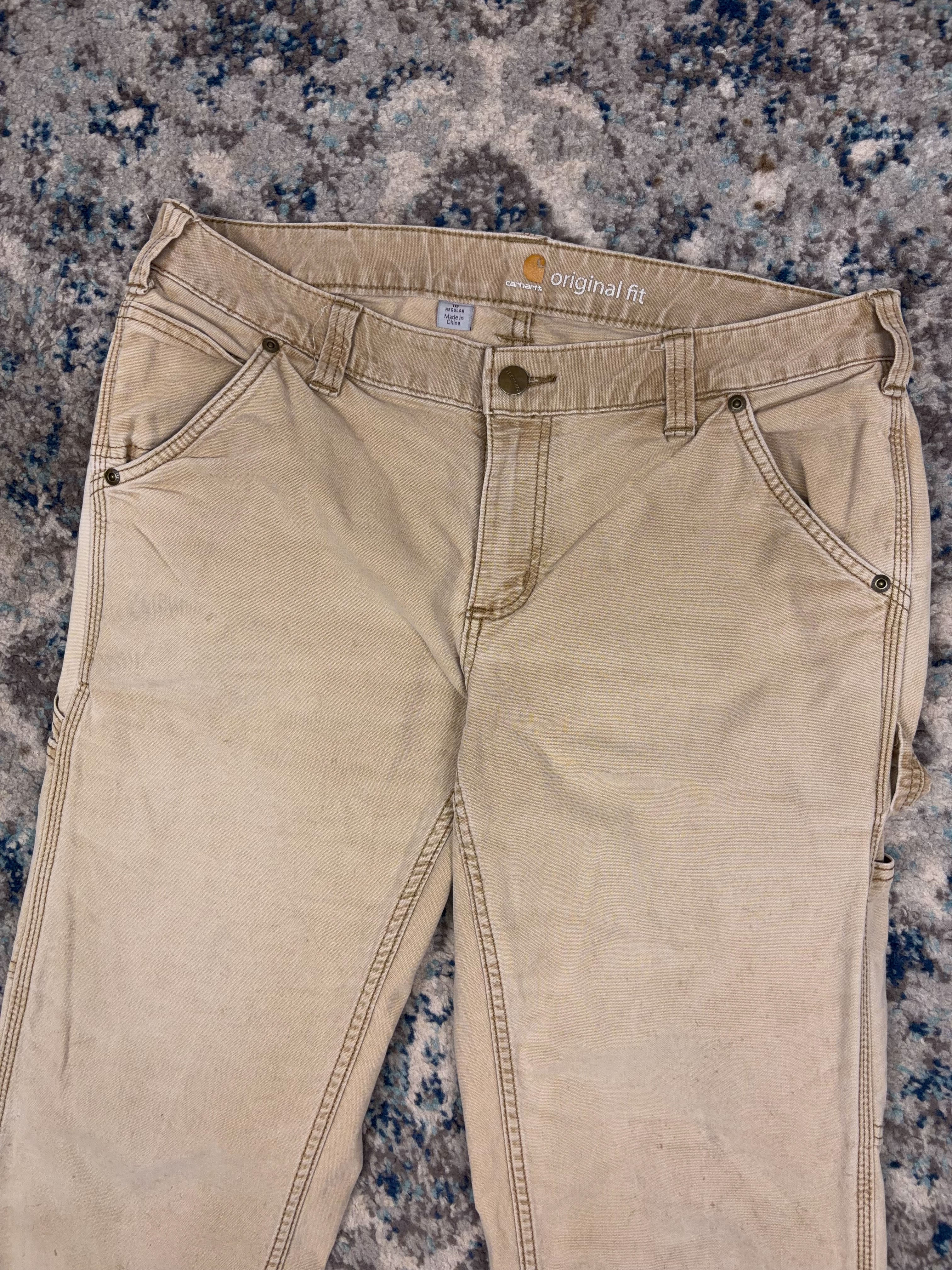 Vintage Womens Carhartt Original Fit Canvas Workwear Carpenter Pants Size 33
