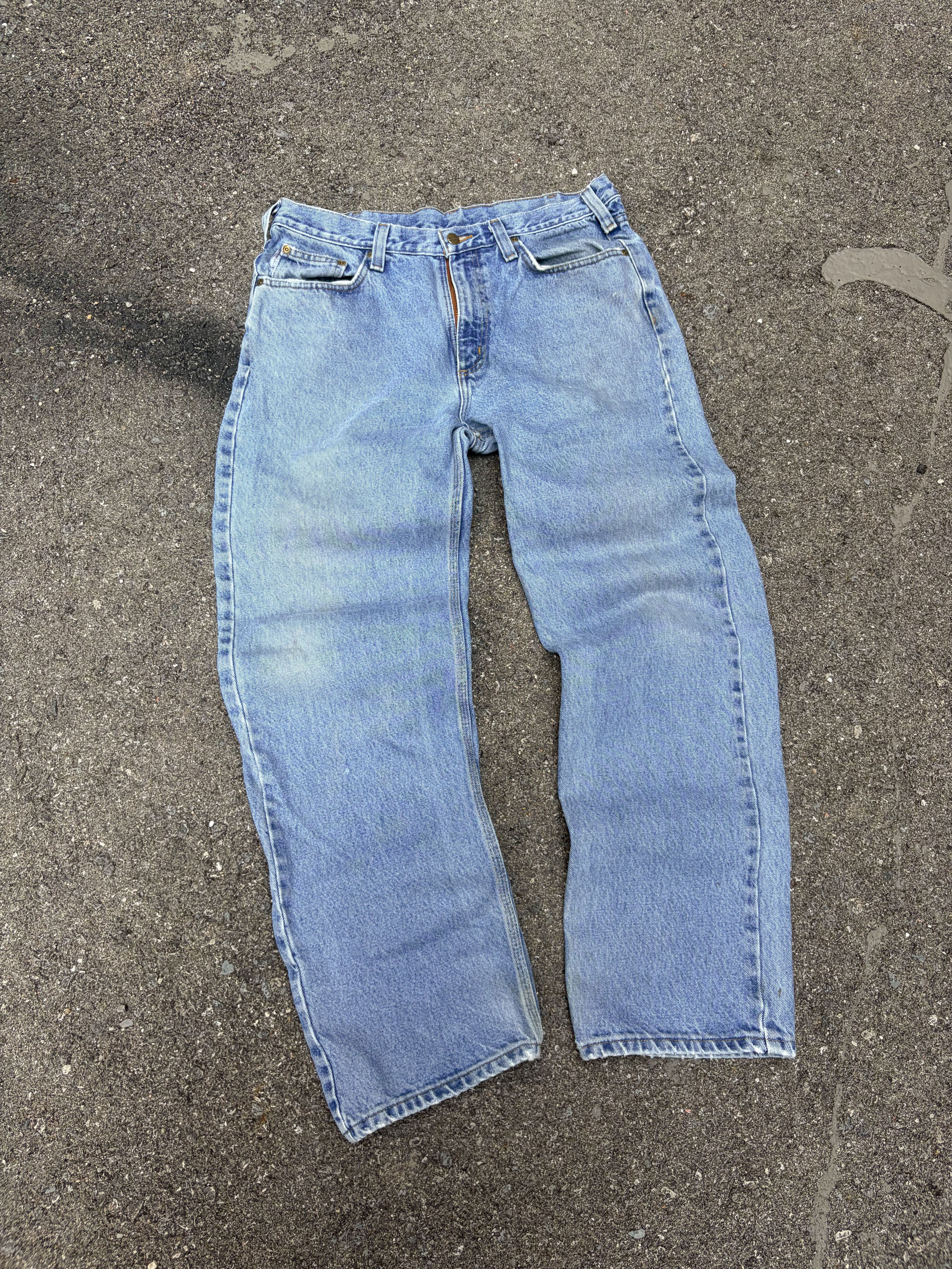 Vintage Carhartt Relaxed Fit Medium Wash Denim Workwear Pants Size 35