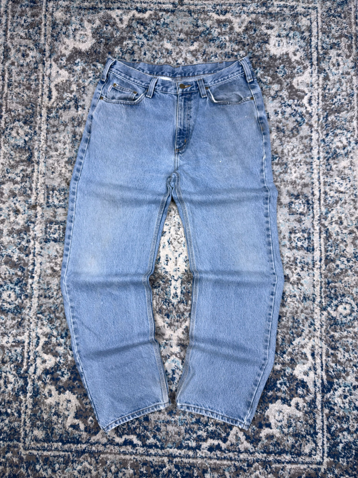 Vintage Carhartt Relaxed Fit Medium Wash Denim Workwear Pants Size 35