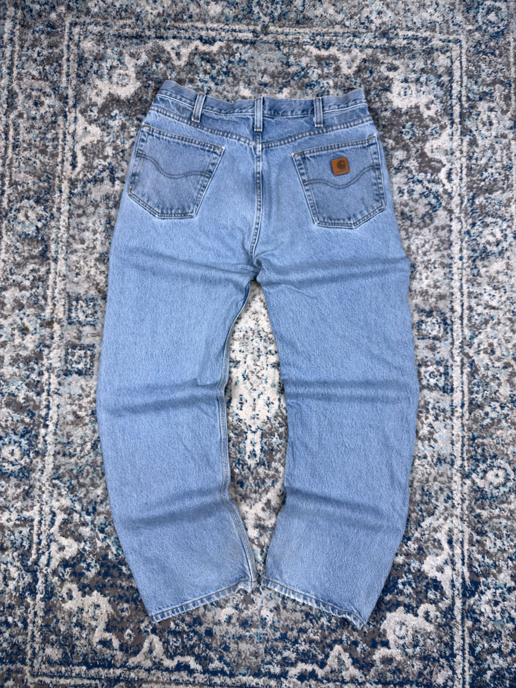 Vintage Carhartt Relaxed Fit Medium Wash Denim Workwear Pants Size 35