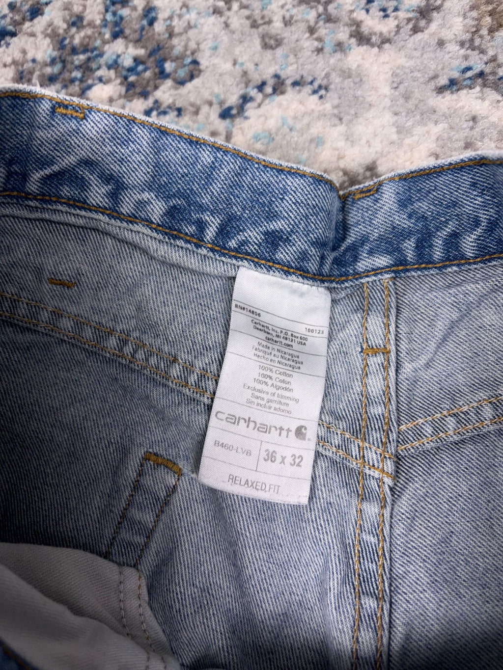 Vintage Carhartt Relaxed Fit Medium Wash Denim Workwear Pants Size 35