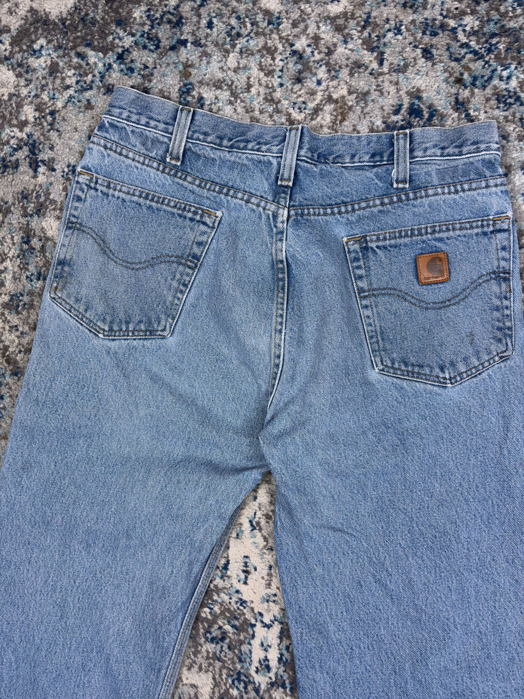 Vintage Carhartt Relaxed Fit Medium Wash Denim Workwear Pants Size 35