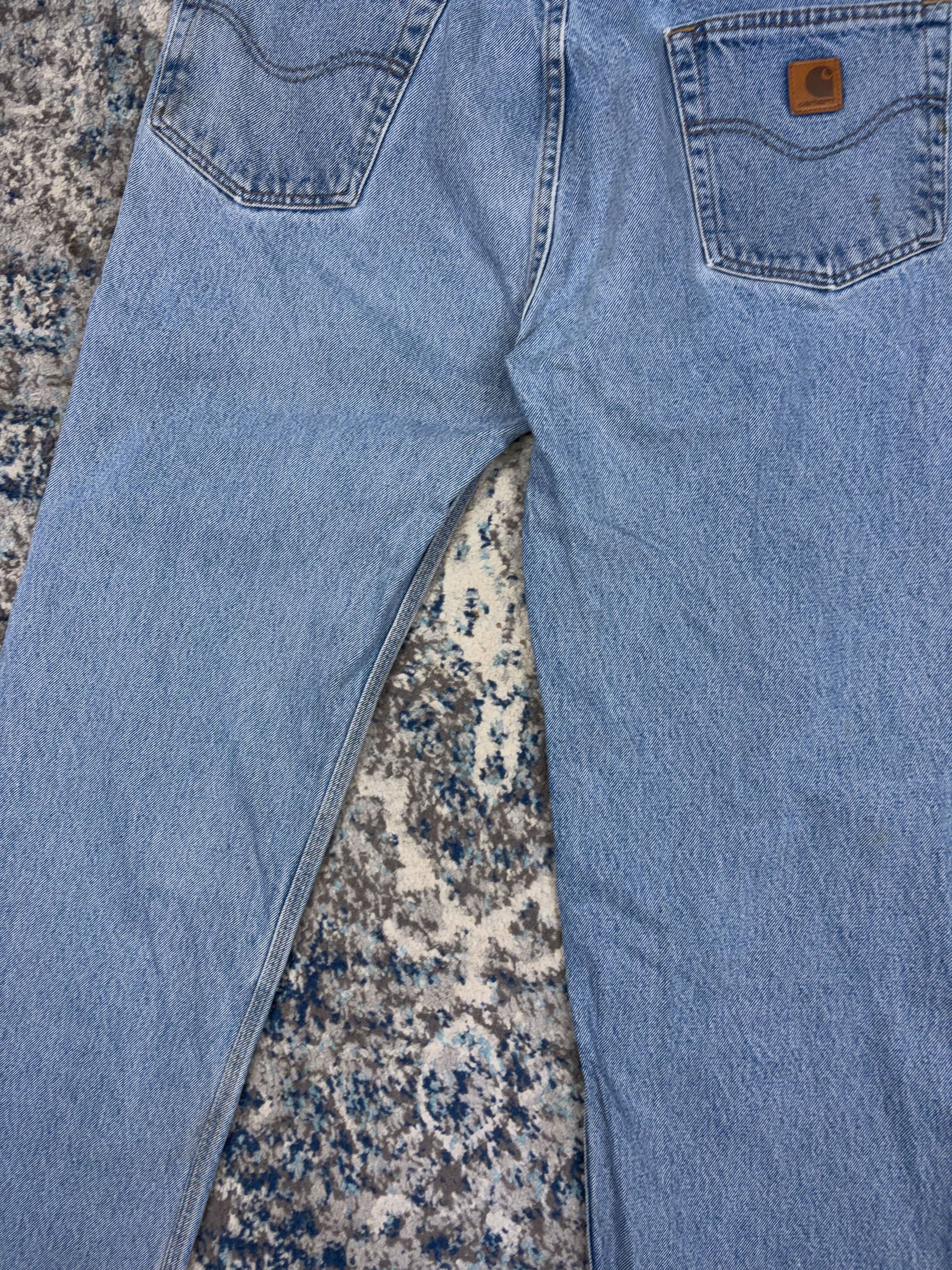 Vintage Carhartt Relaxed Fit Medium Wash Denim Workwear Pants Size 35
