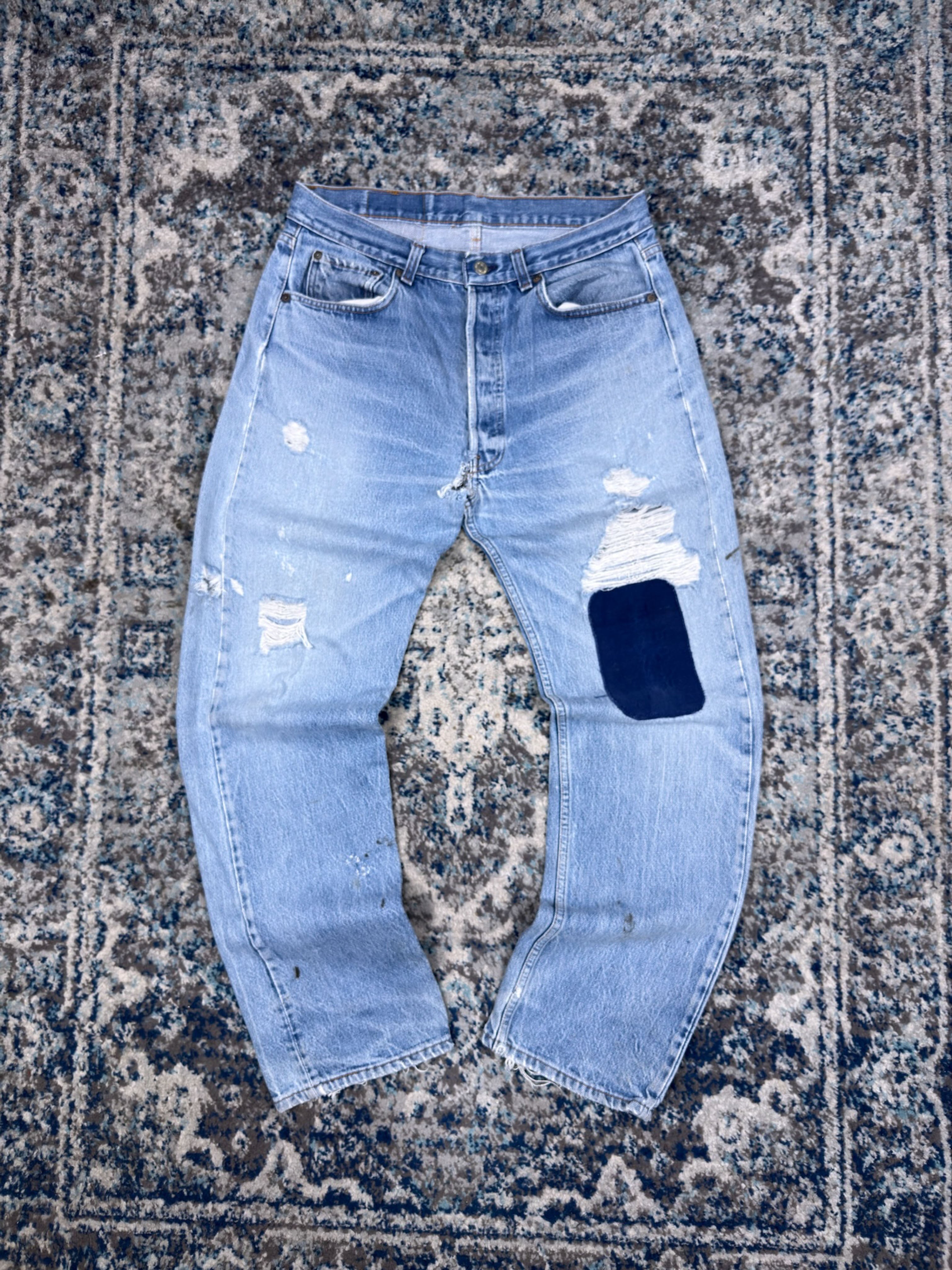 Vintage 90s Levis XX Button Fly Medium Wash Distressed Denim Pants Size 32