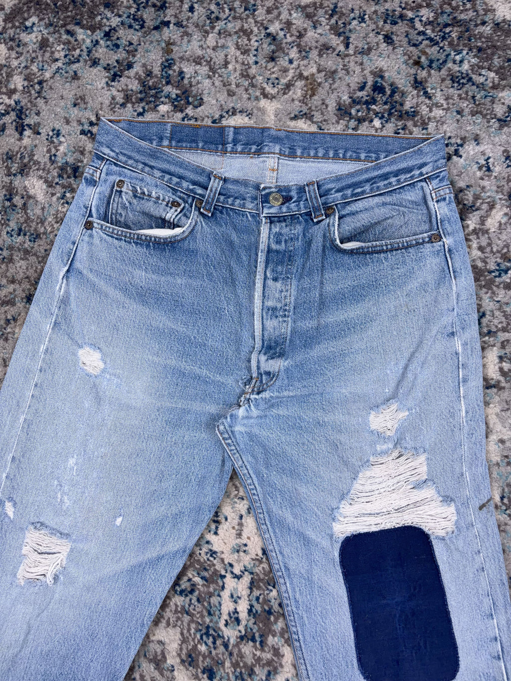 Vintage 90s Levis XX Button Fly Medium Wash Distressed Denim Pants Size 32