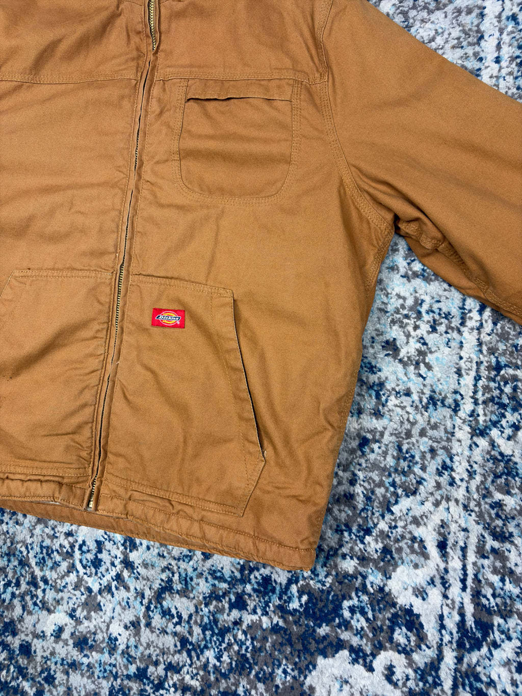 Vintage Dickies Sherpa Lined Canvas Workwear Hooded Jacket Size Large