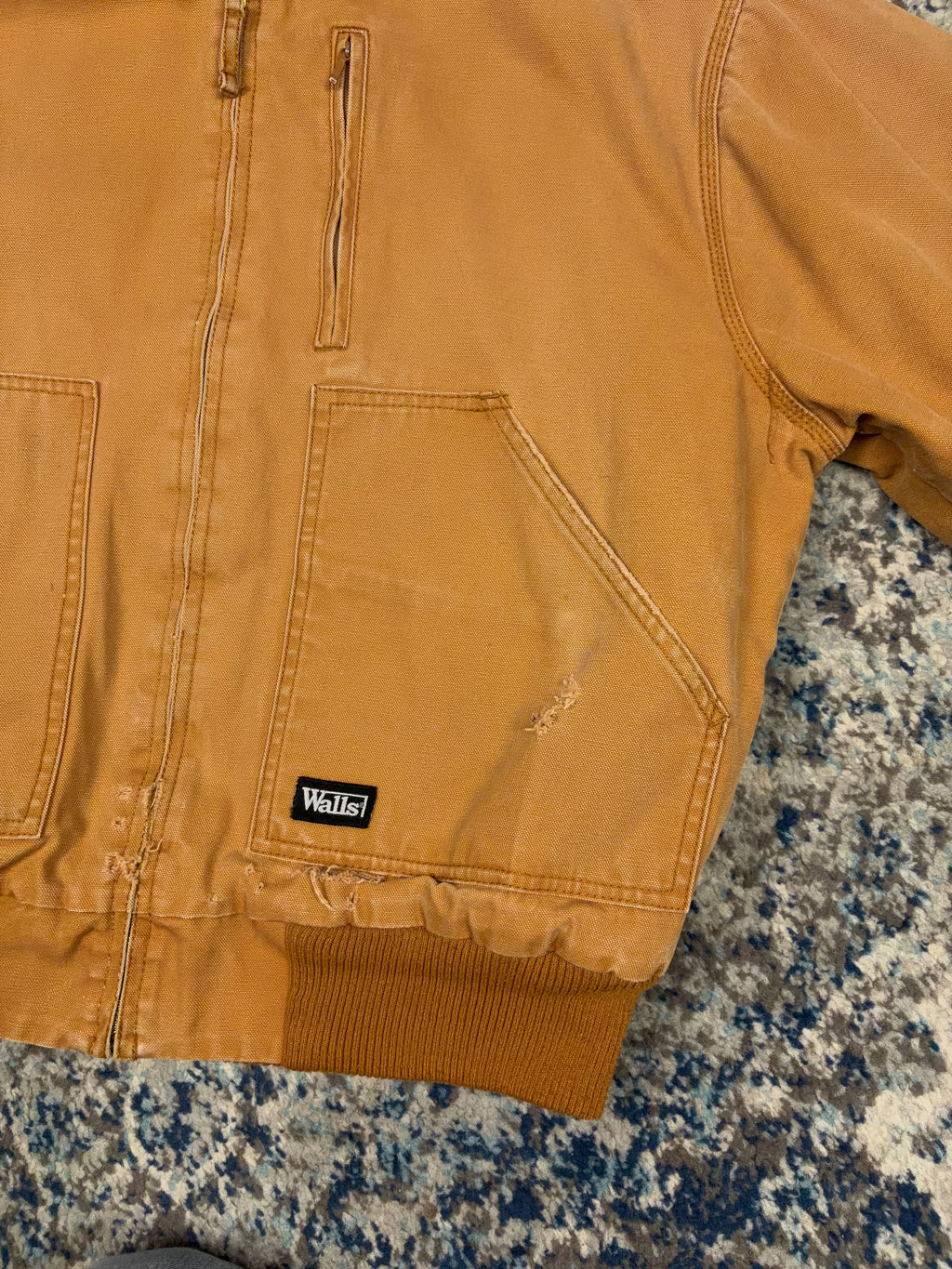 Vintage Walls Insulated Canvas Workwear Hooded Bomber Jacket Size XL
