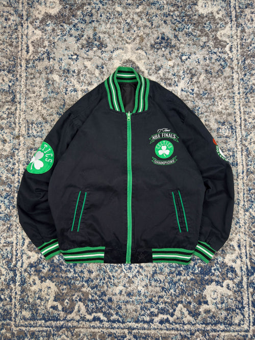 Boston Celtics NBA 17 Time Champions Embroidered Reversible Bomber Jacket Size Large