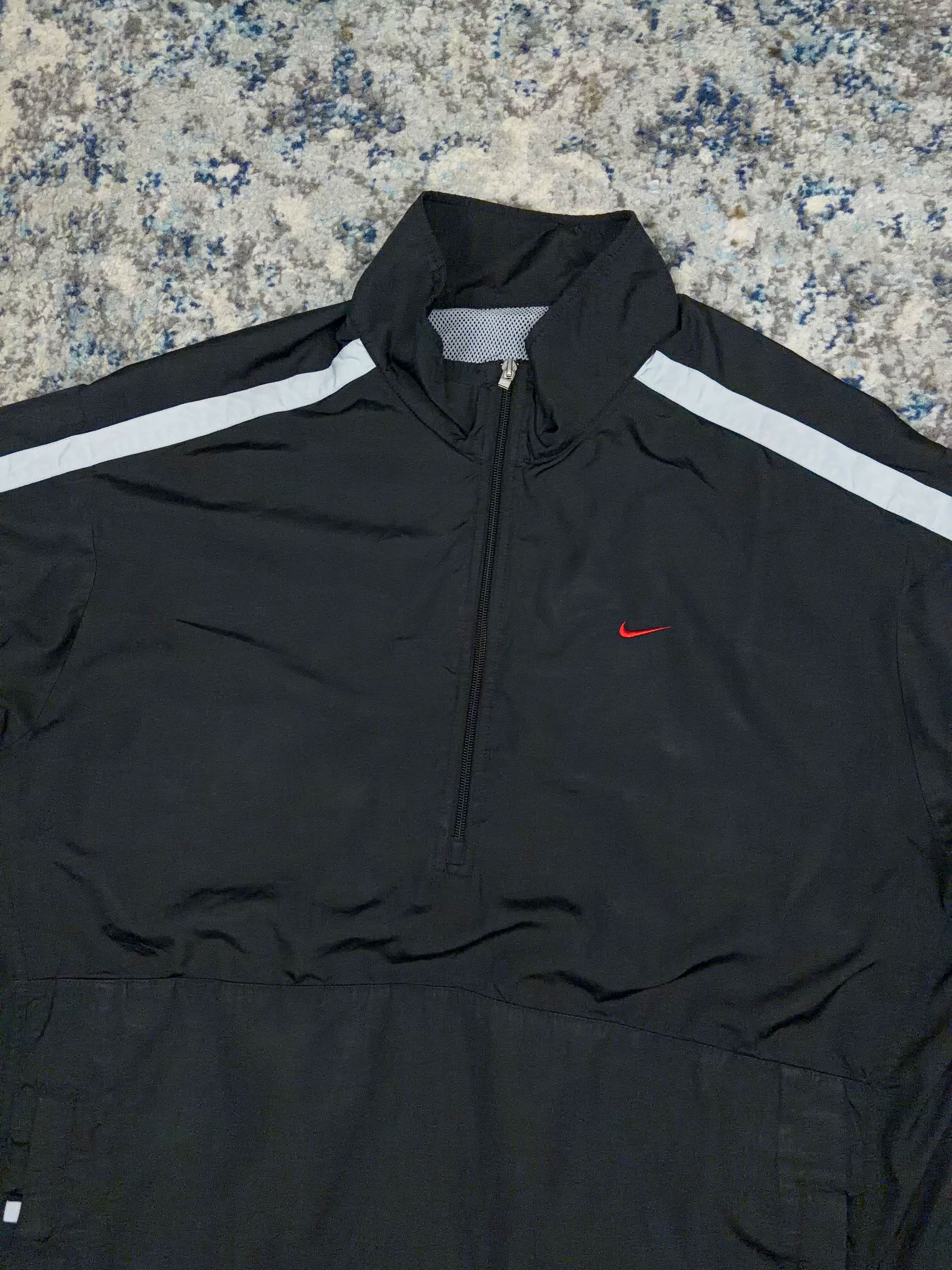 Vintage Nike Embroidered Mini Swoosh 1/2 Zip Anorak Windbreaker Jacket Size XL