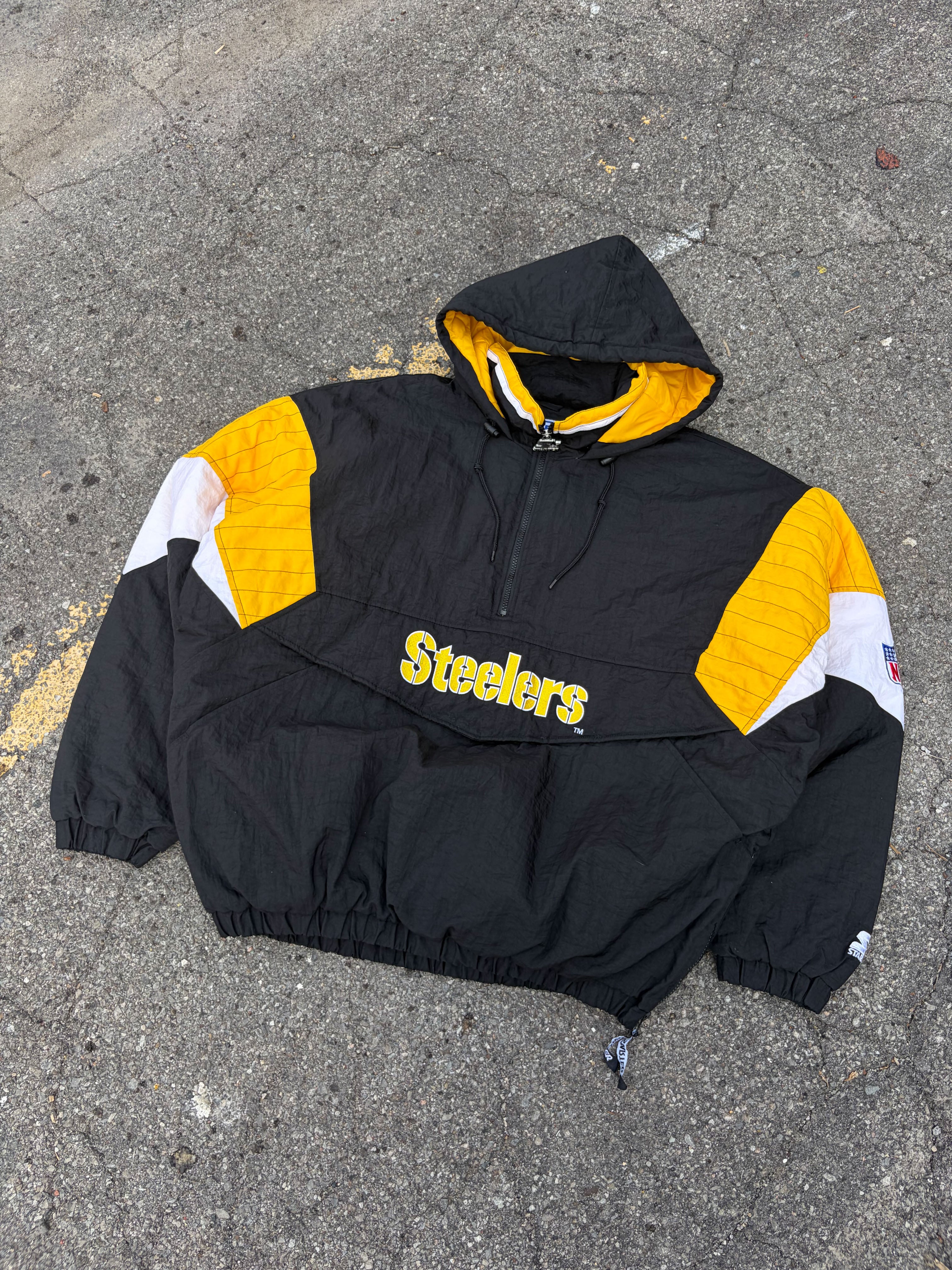 Vintage 90s Pittsburgh Steelers NFL 1/2 Zip Insulated Starter Jacket Size XL