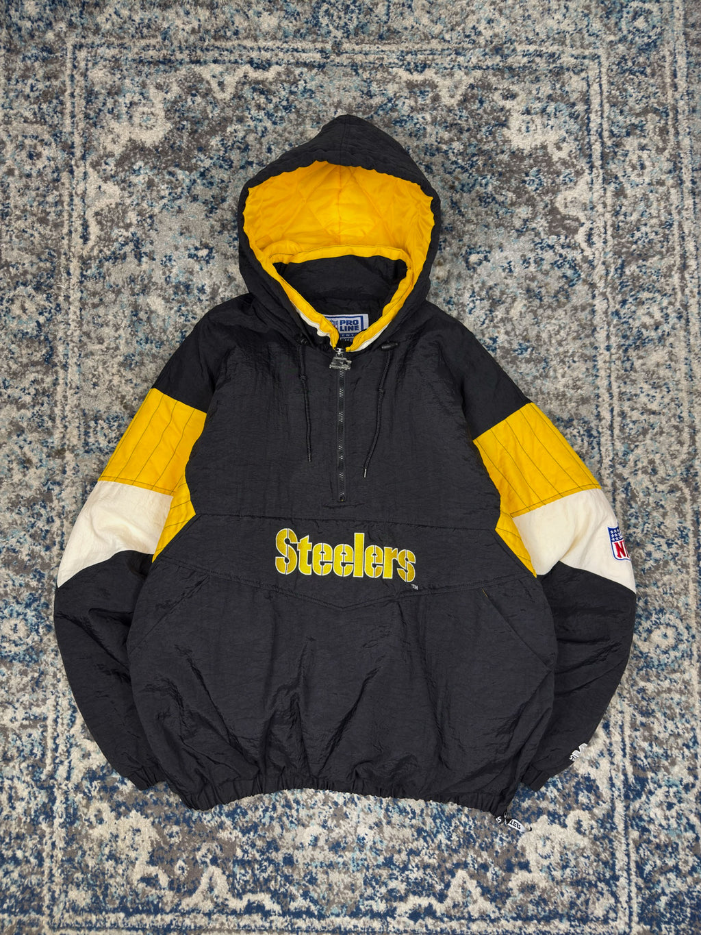 Vintage 90s Pittsburgh Steelers NFL 1/2 Zip Insulated Starter Jacket Size XL