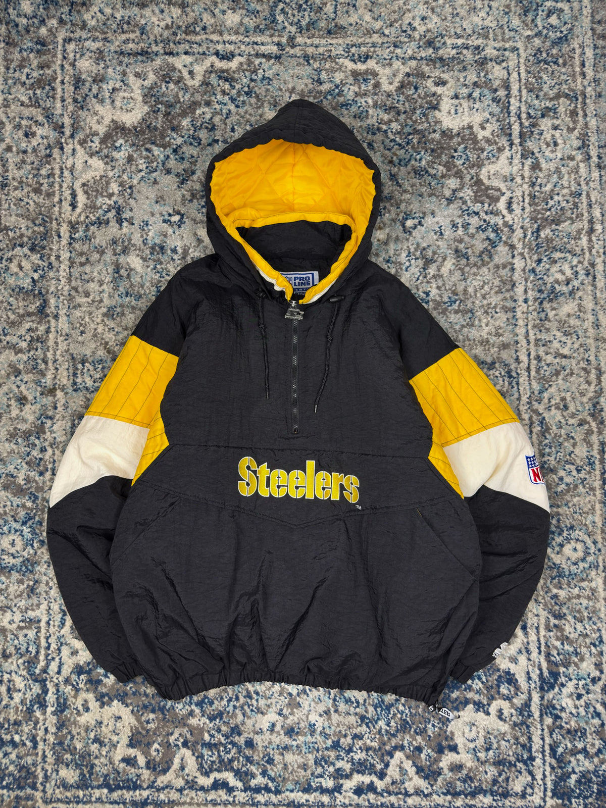 Vintage 90s Pittsburgh Steelers NFL 1/2 Zip Insulated Starter Jacket Size XL