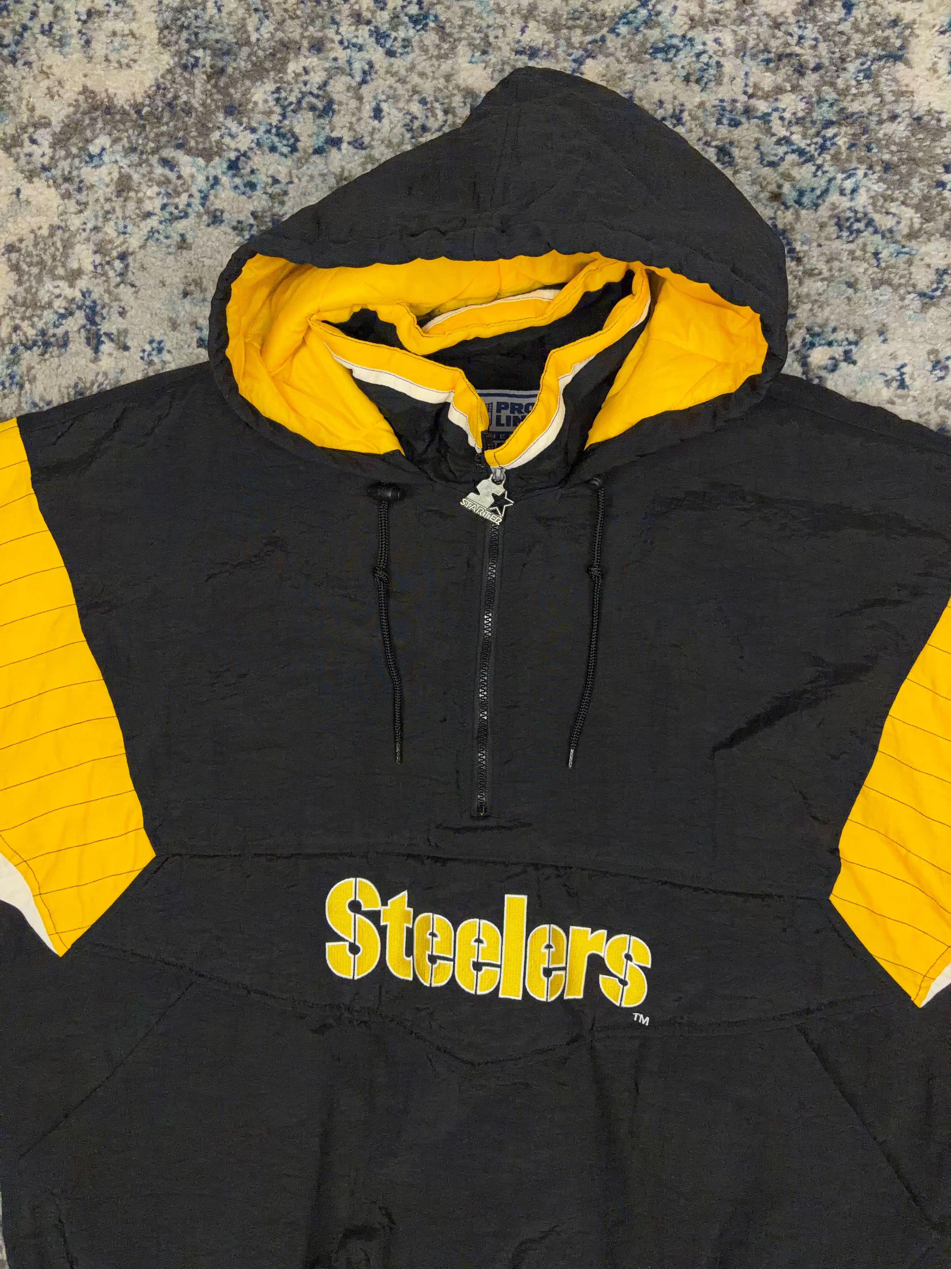 Vintage 90s Pittsburgh Steelers NFL 1/2 Zip Insulated Starter Jacket Size XL