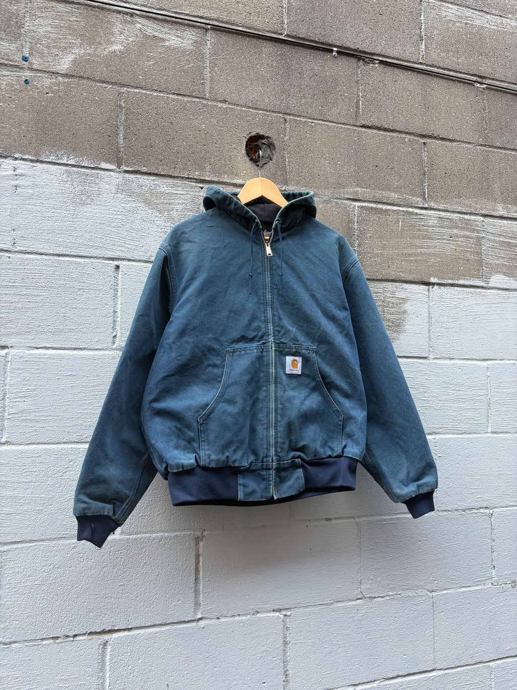 Vintage Carhartt Thermal Lined Canvas Workwear Hooded Active Jacket Size Large