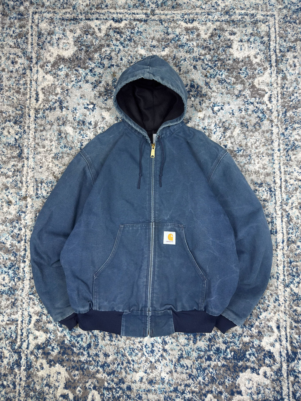 Vintage Carhartt Thermal Lined Canvas Workwear Hooded Active Jacket Size Large