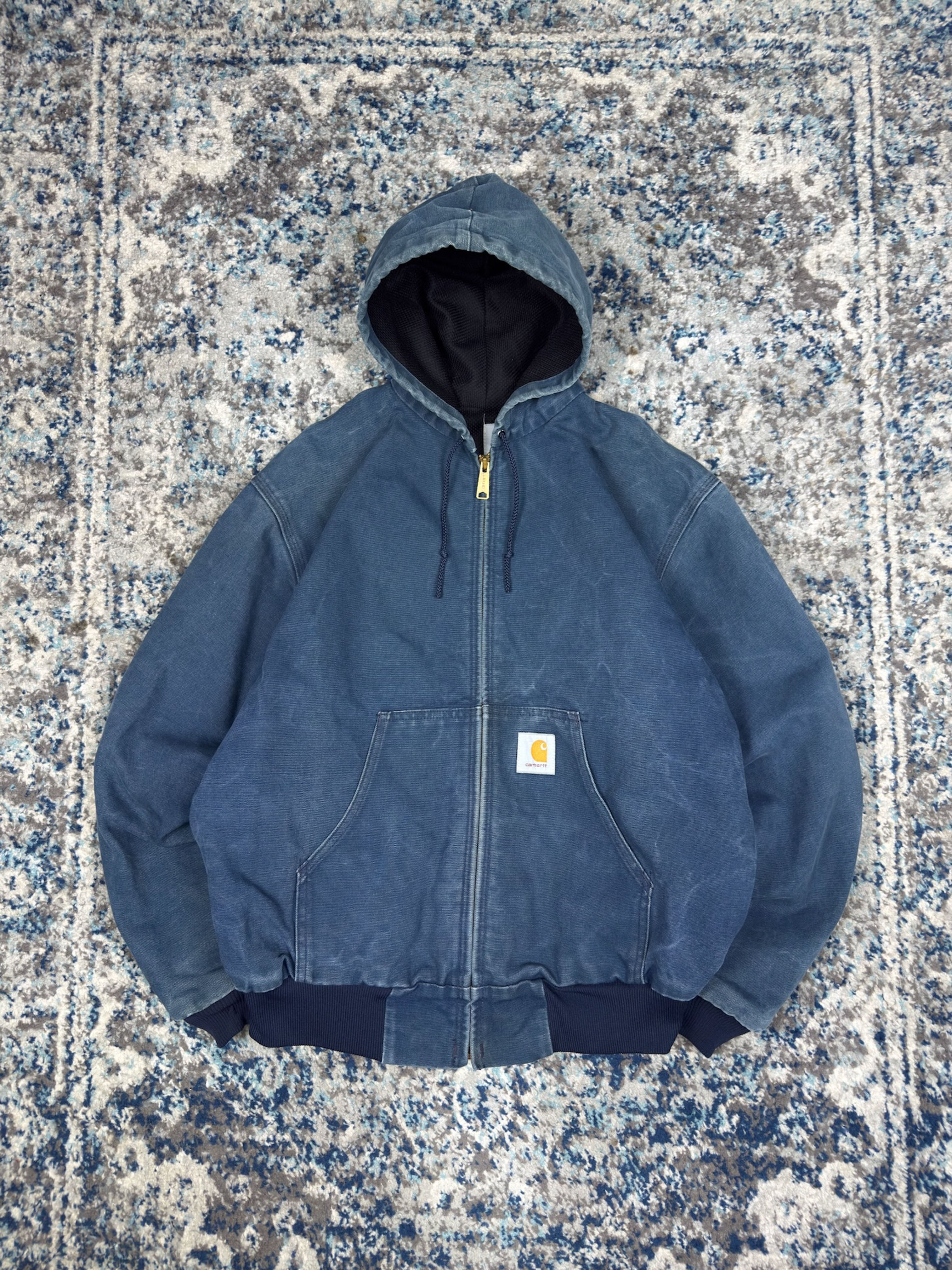 Vintage Carhartt Thermal Lined Canvas Workwear Hooded Active Jacket Size Large