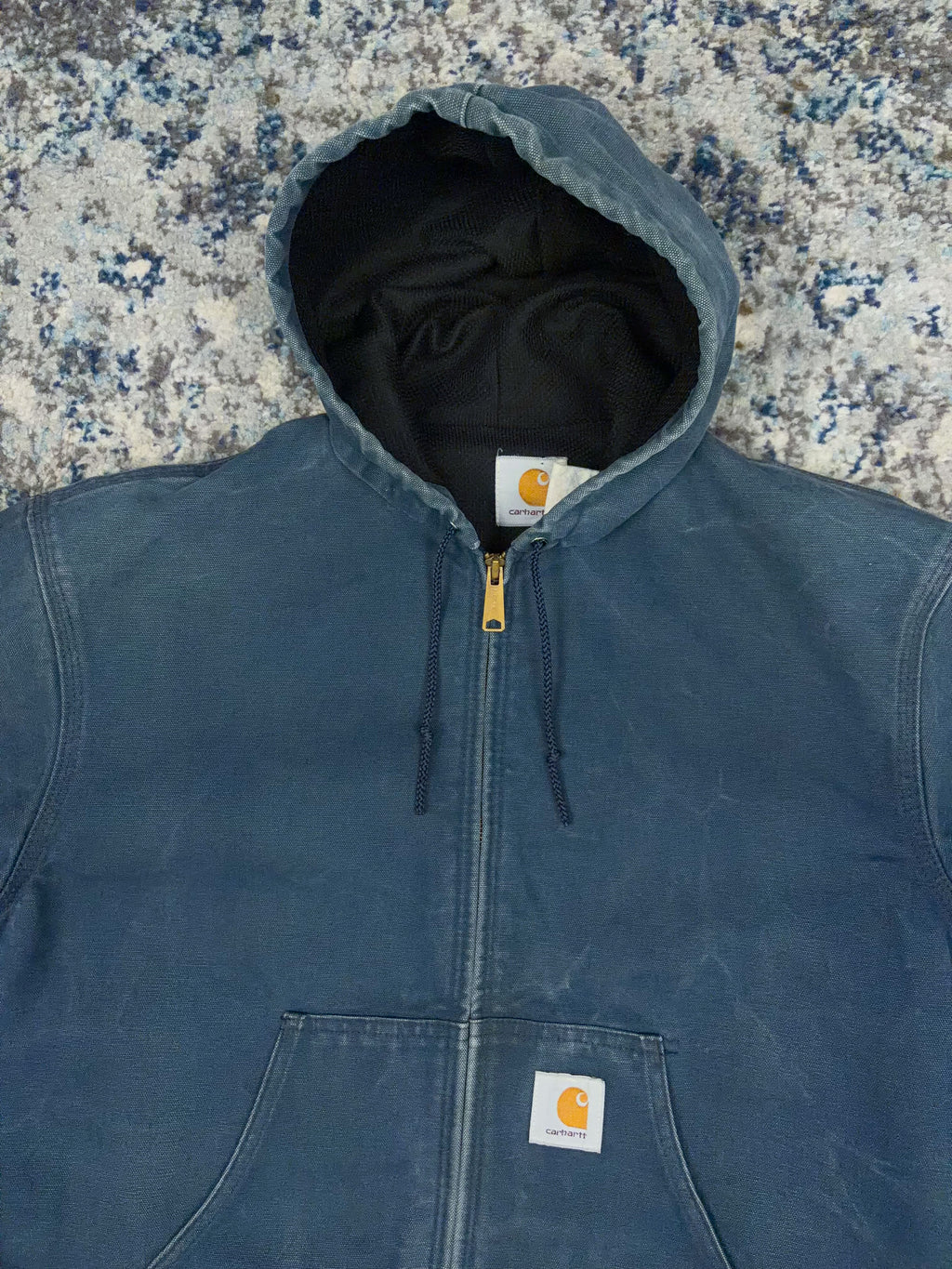 Vintage Carhartt Thermal Lined Canvas Workwear Hooded Active Jacket Size Large