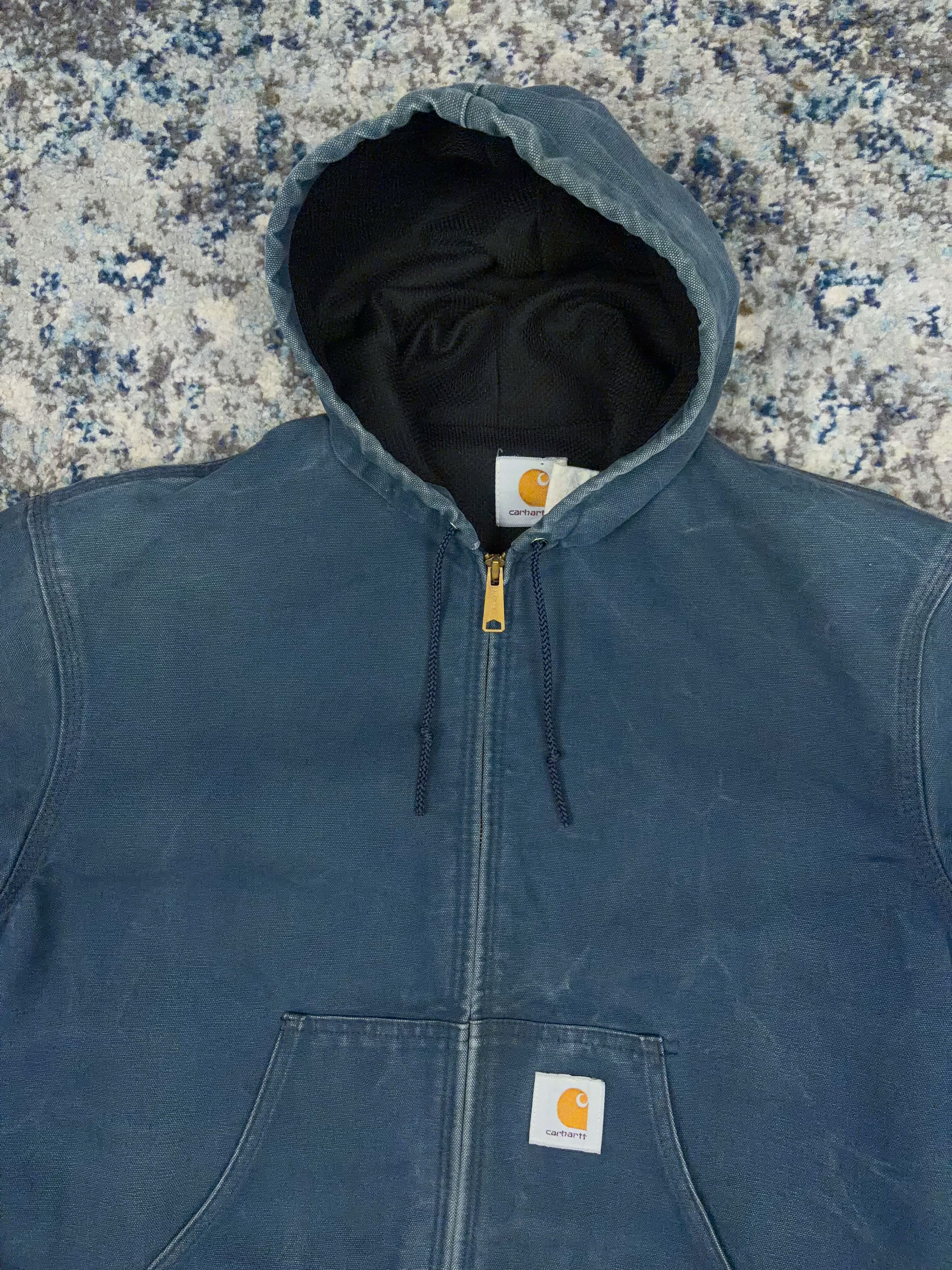 Vintage Carhartt Thermal Lined Canvas Workwear Hooded Active Jacket Size Large