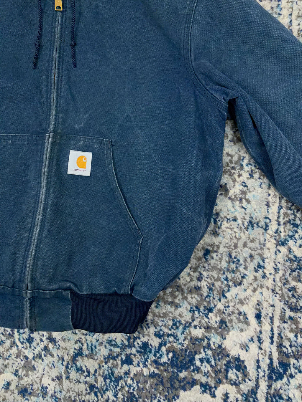 Vintage Carhartt Thermal Lined Canvas Workwear Hooded Active Jacket Size Large