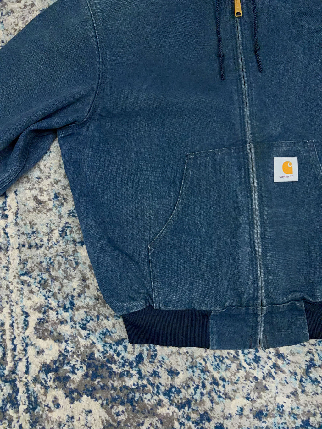 Vintage Carhartt Thermal Lined Canvas Workwear Hooded Active Jacket Size Large