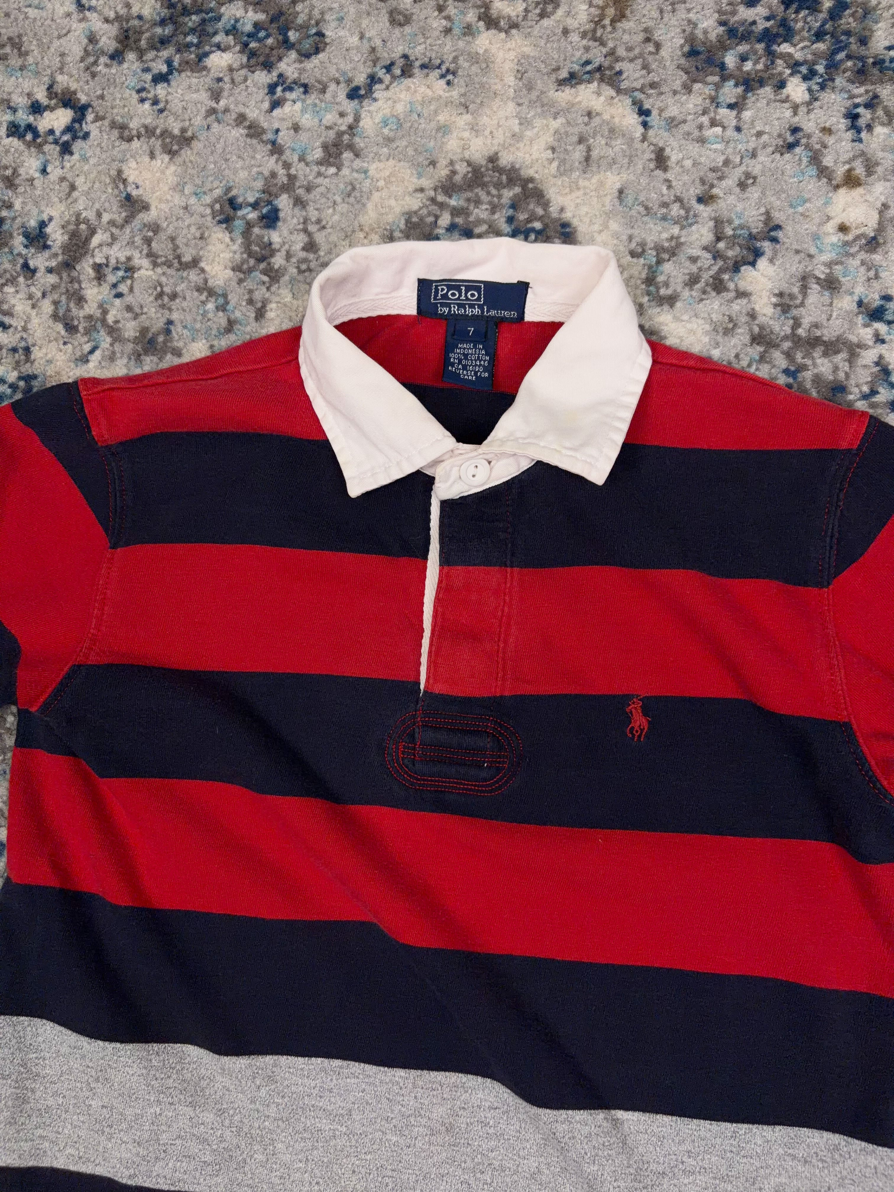 Vintage Polo Ralph Lauren Embroidered Pony 1/4 Button Up Shirt Size 7 YOUTH