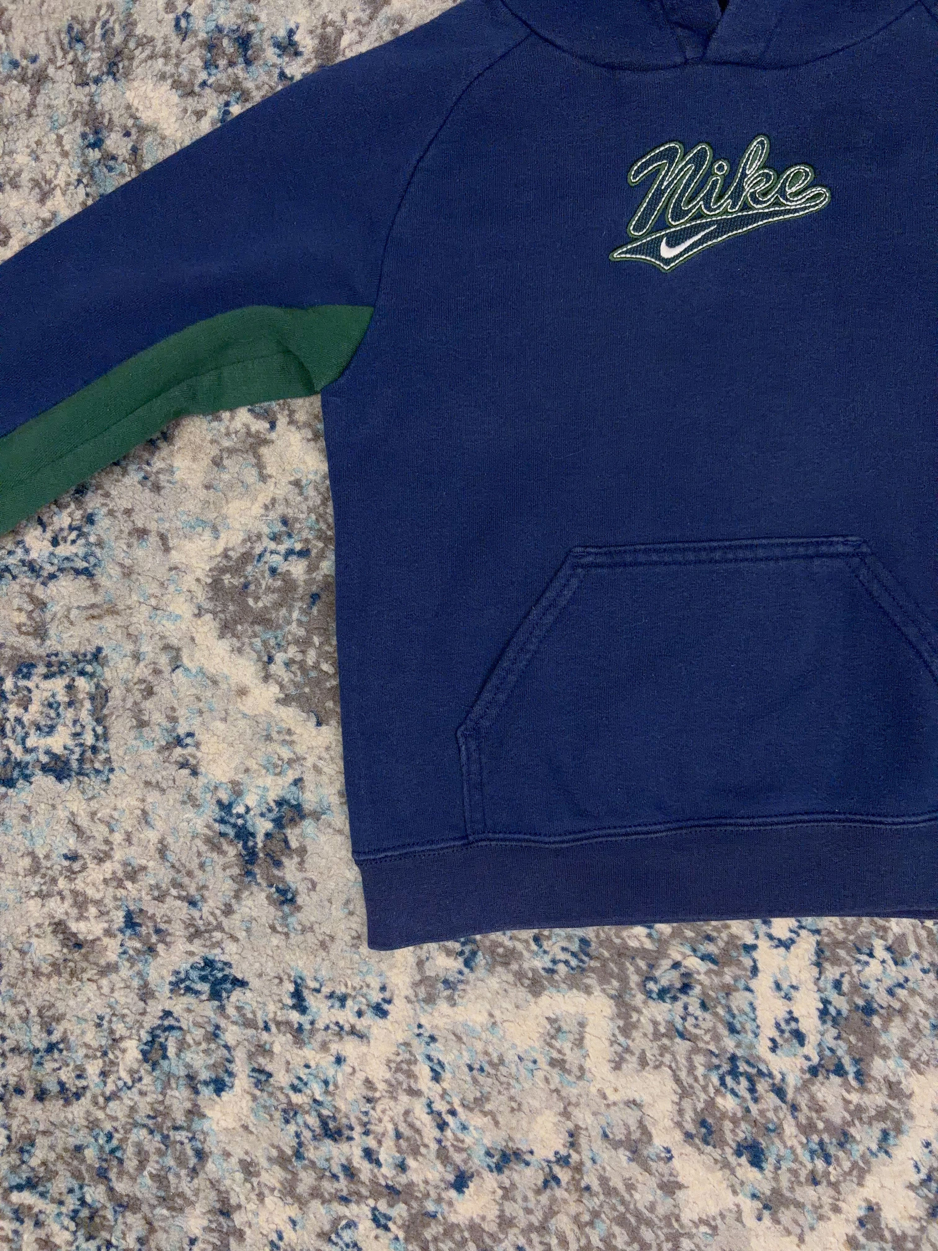 Vintage Nike Embroidered Script Spellout Hooded Sweatshirt Size YOUTH 7L