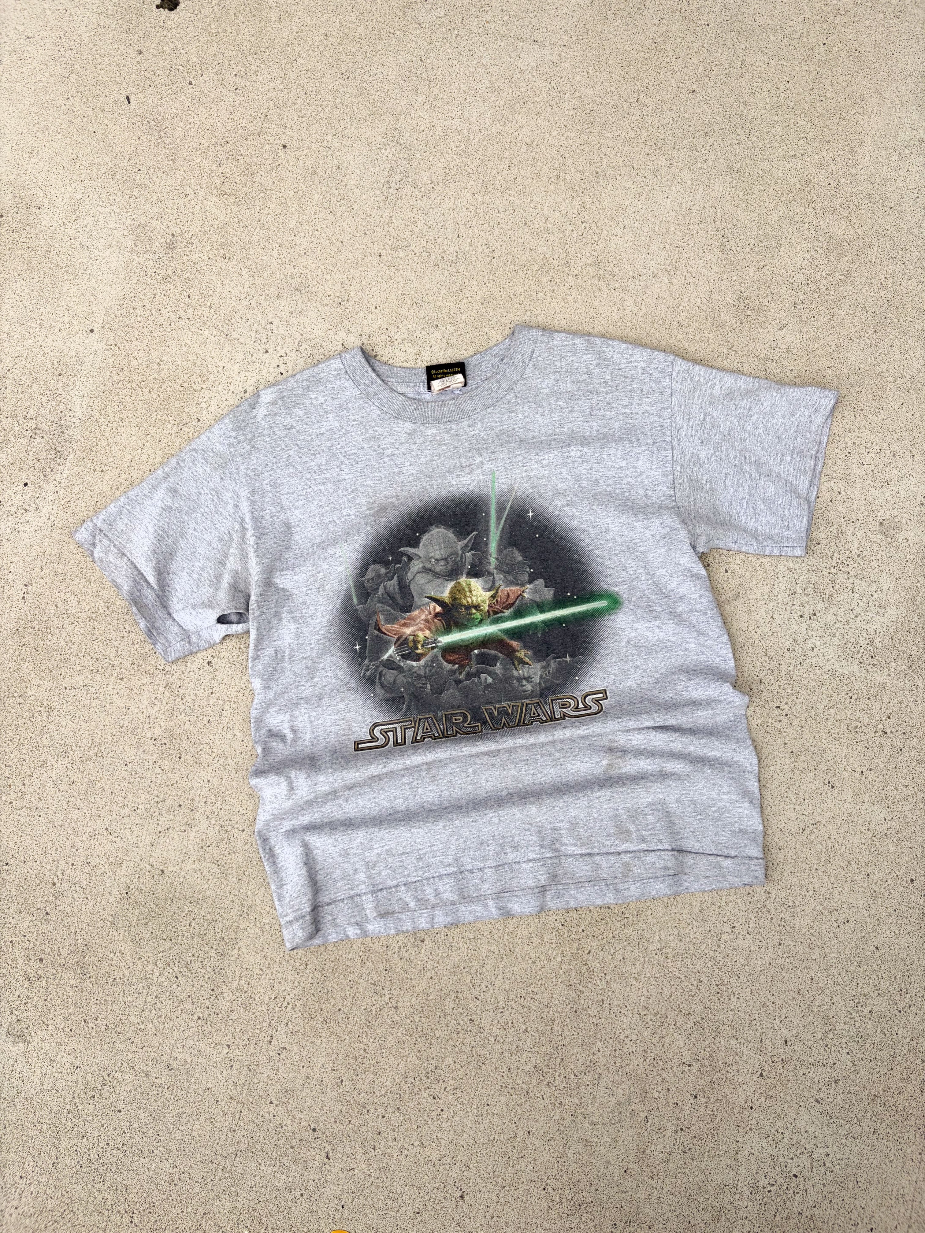 Vintage Star Wars Yoda Character Graphic Movie Promo T-Shirt Size YOUTH Large